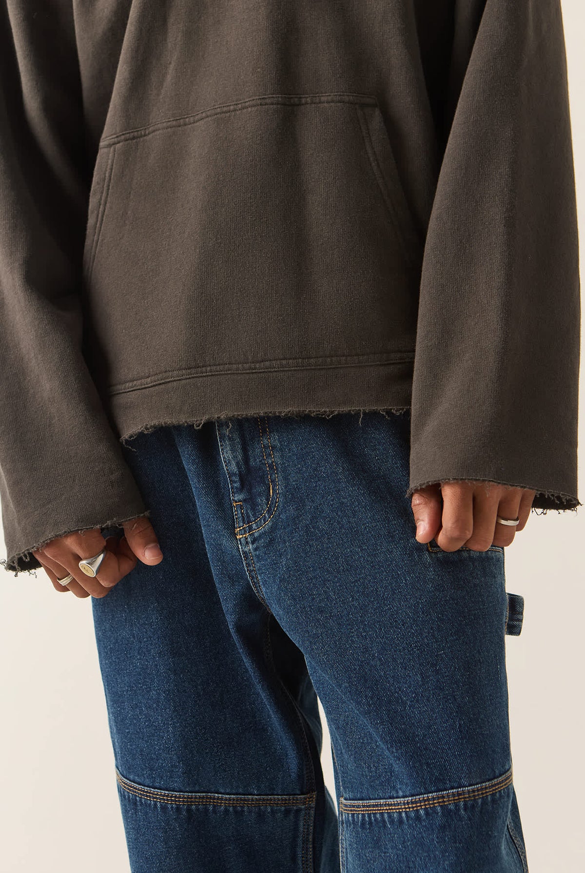 Men's 76 Chopped Hoodie in the color Washed Black - Additional Fit image