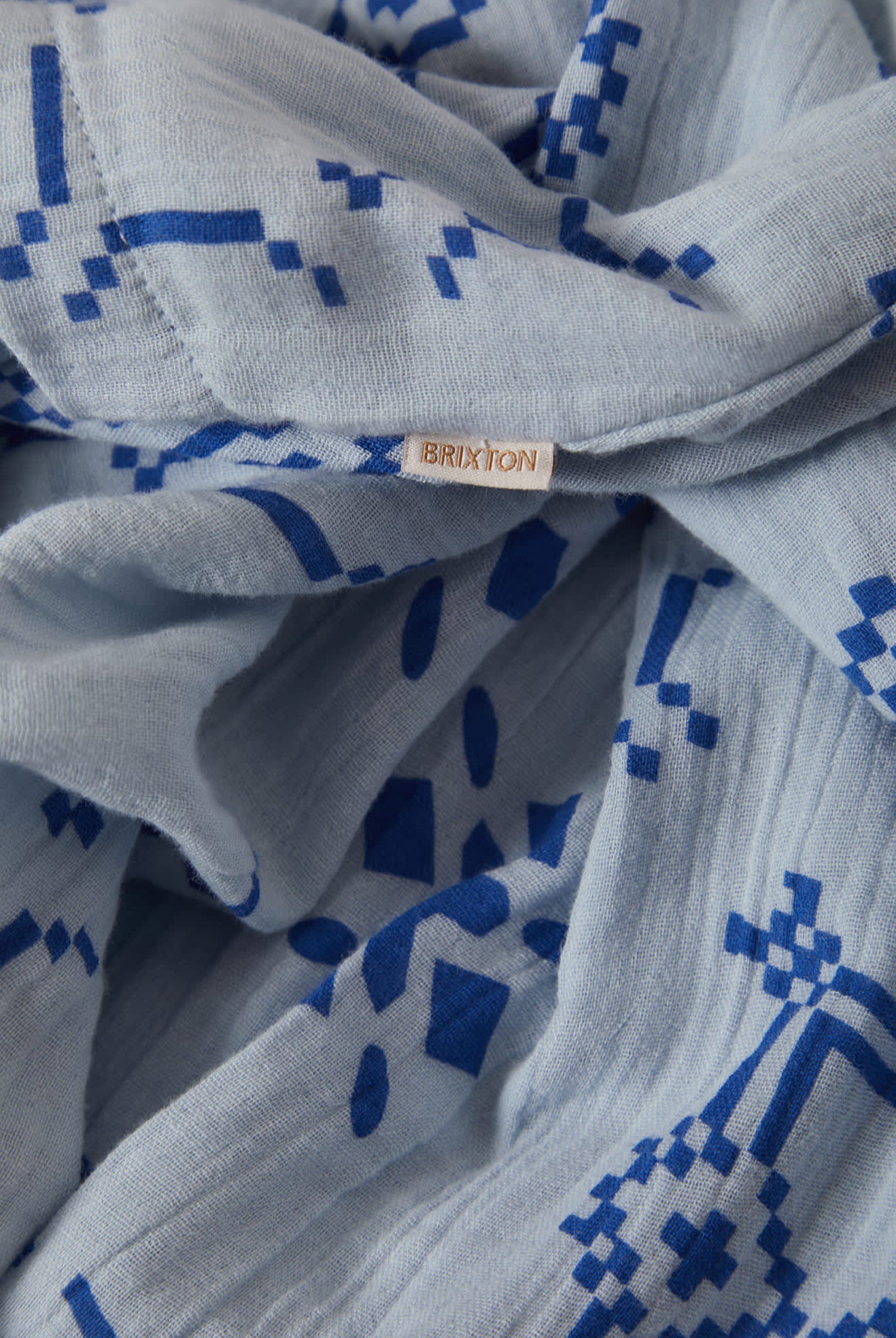 Women's The Tie Dress in the color Aura Blue Tile Print - Additional Laydown image