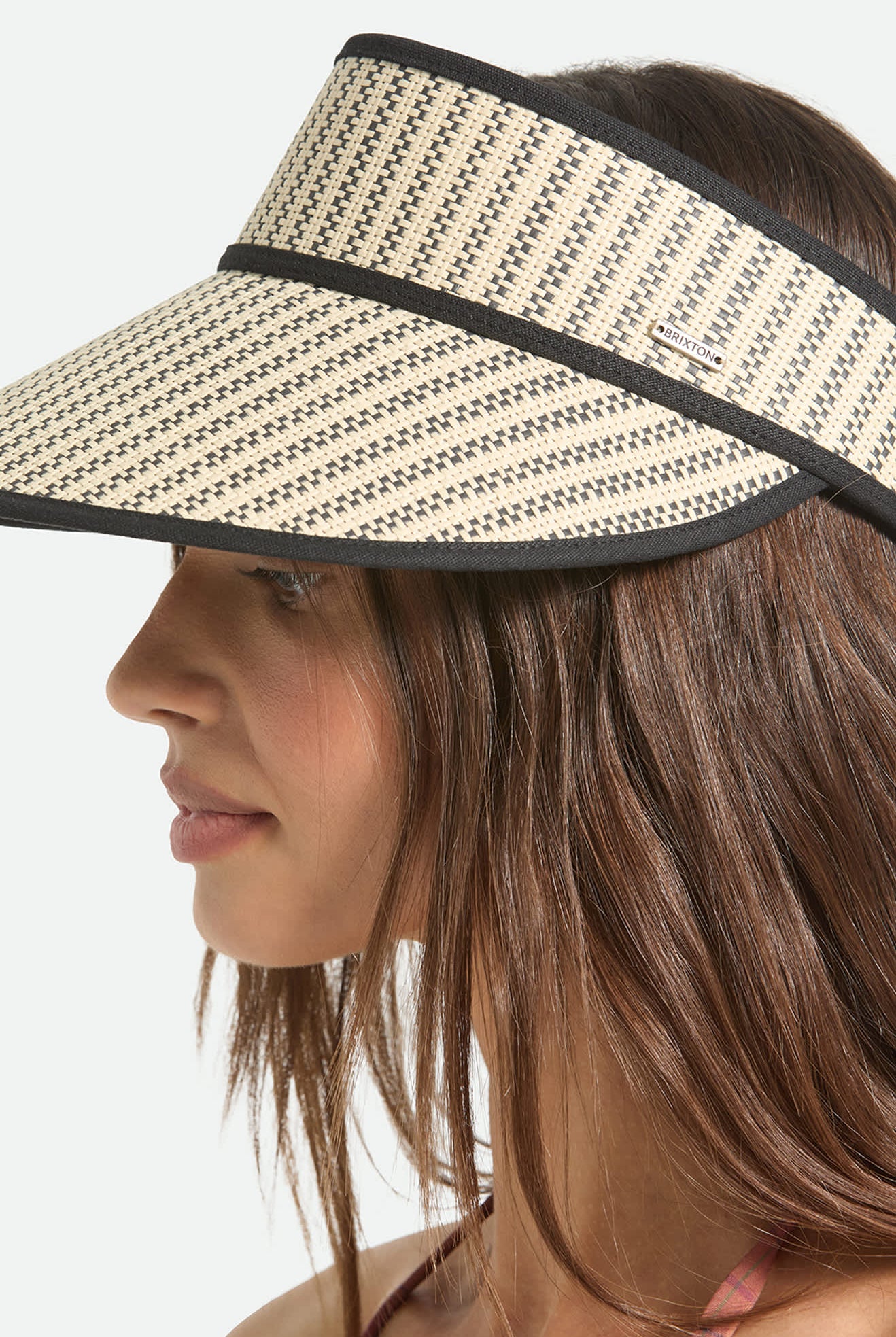 Women's Newport Straw Visor in the color Black/Natural - Women's Side View