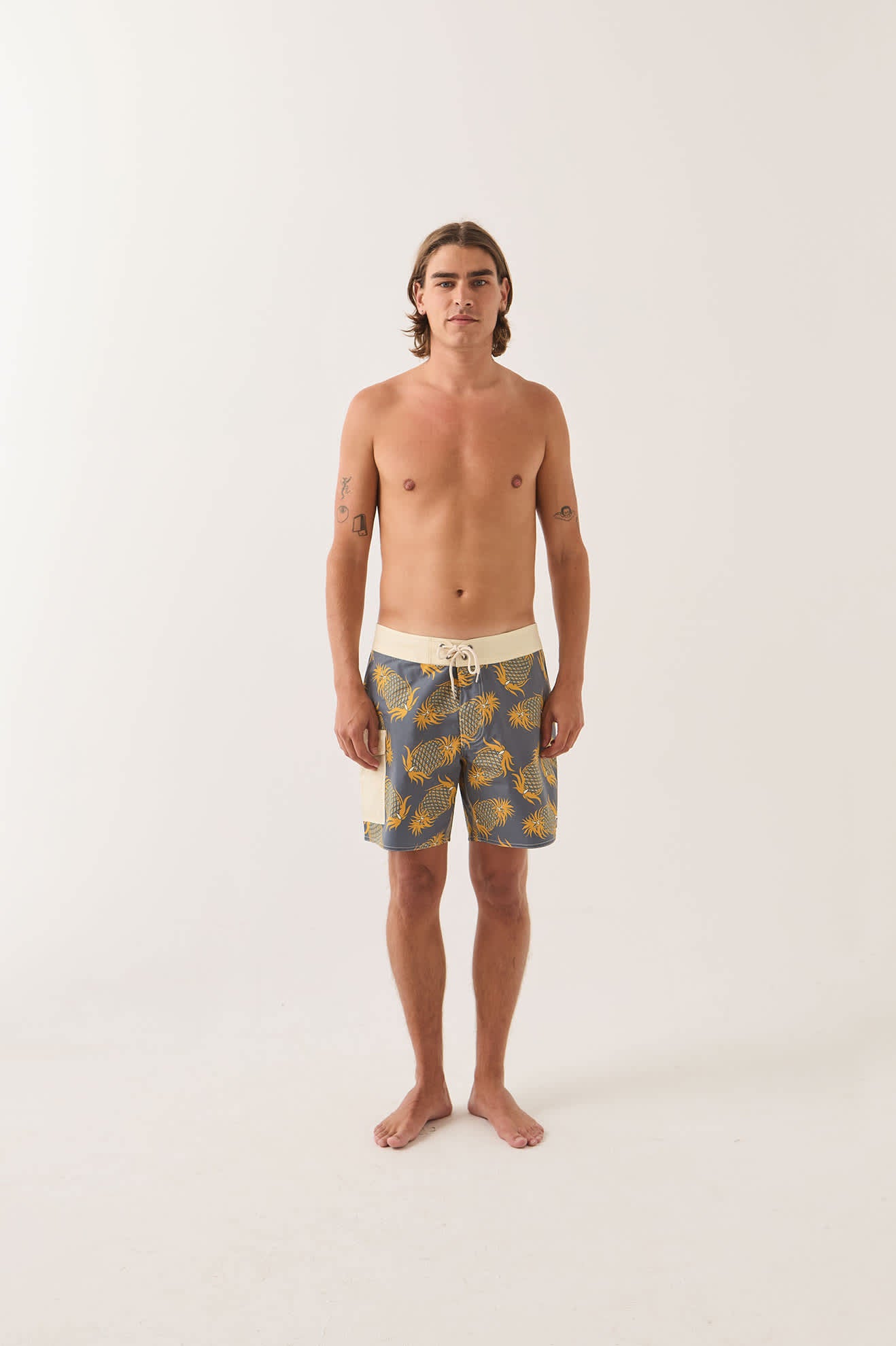 Men's Classic Trunk 17" in the color Future Grey/Golden Pineapple - Men's Front View