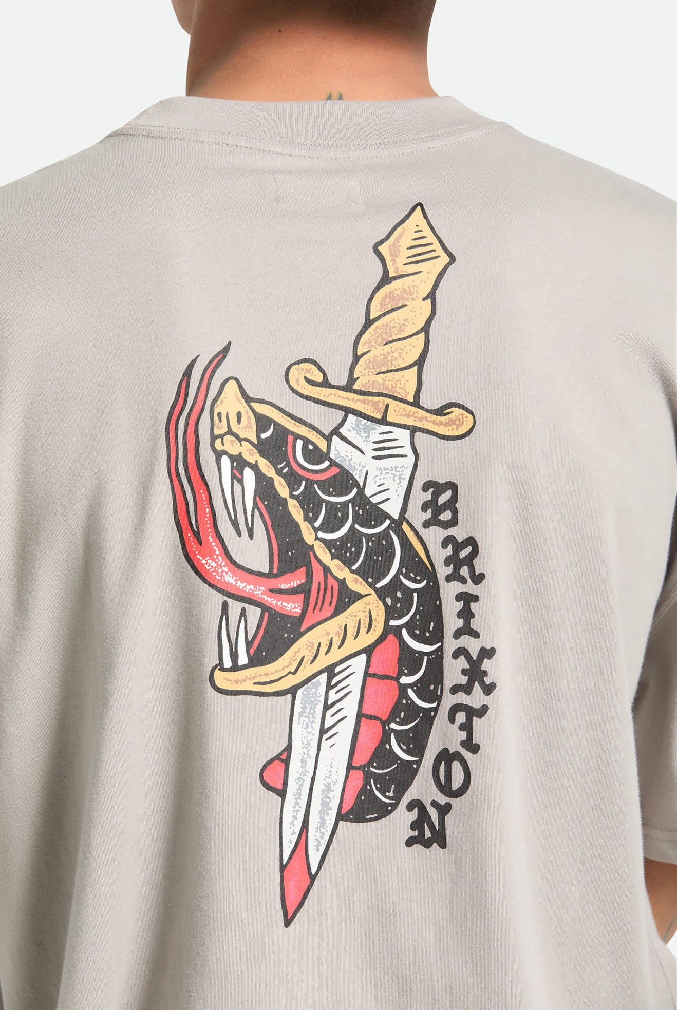 Men's Sword Short Sleeve Boxed Crop T-Shirt in the color Pebble Stone - Additional Fit image