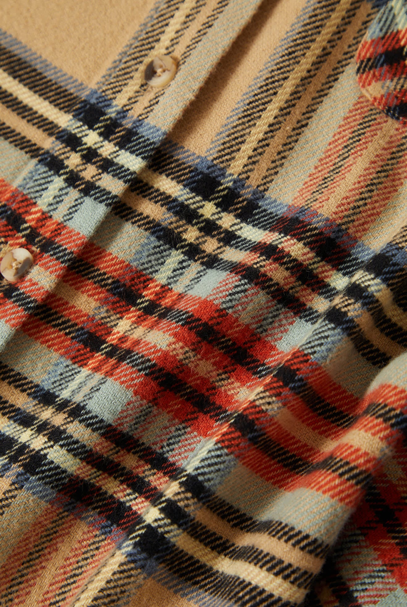 Women's Bowery Women's Classic L/S Flannel in the color Sand/Burnt Brick/Black Plaid - Additional Laydown image