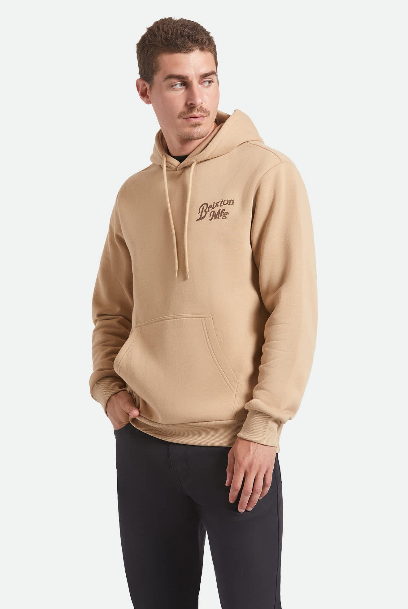 Men's Rothwell Hoodie in the color Sand - Men's Front View