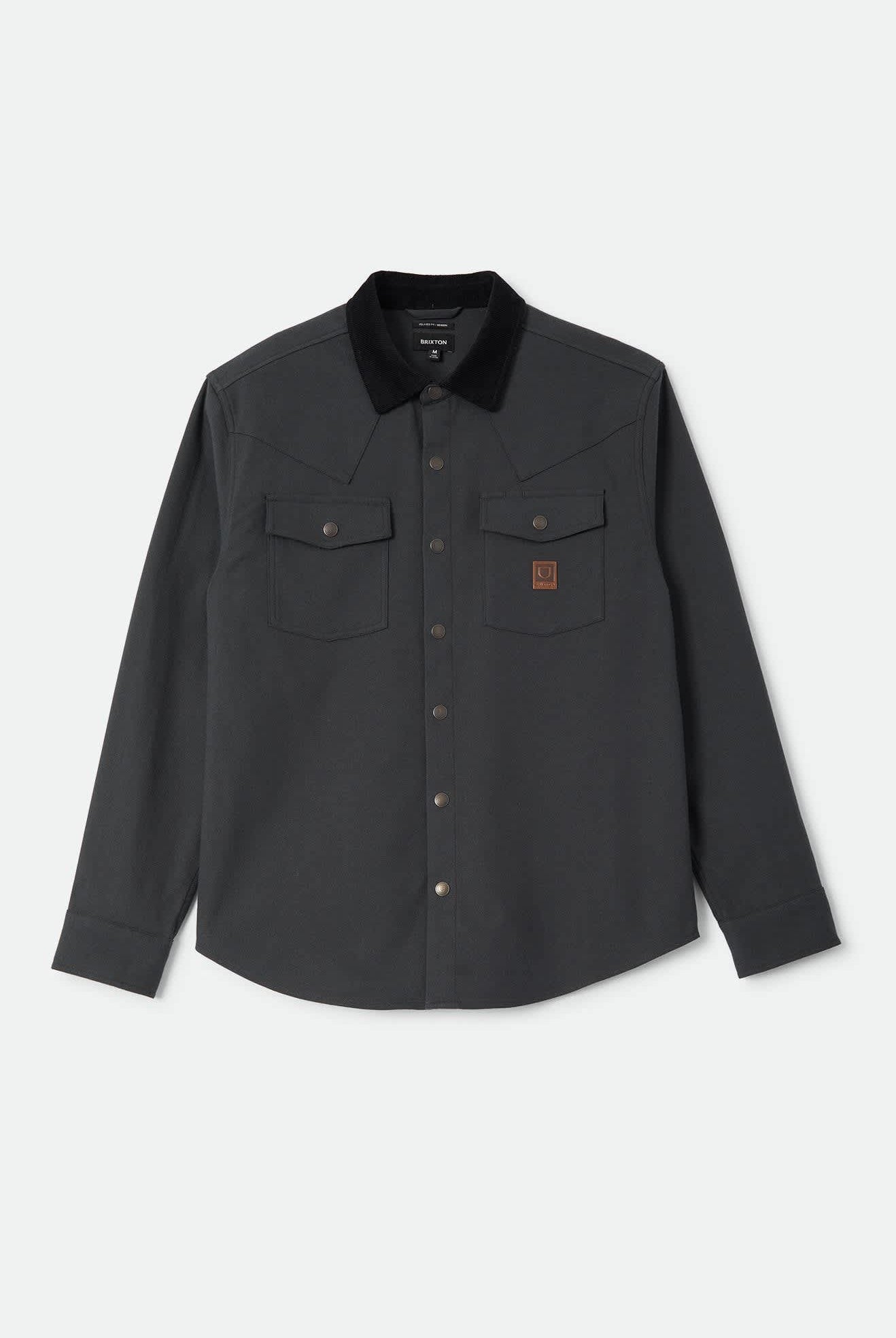 Men's Bowery Builders Ranch Performance Flannel in the color Black - Front Product View