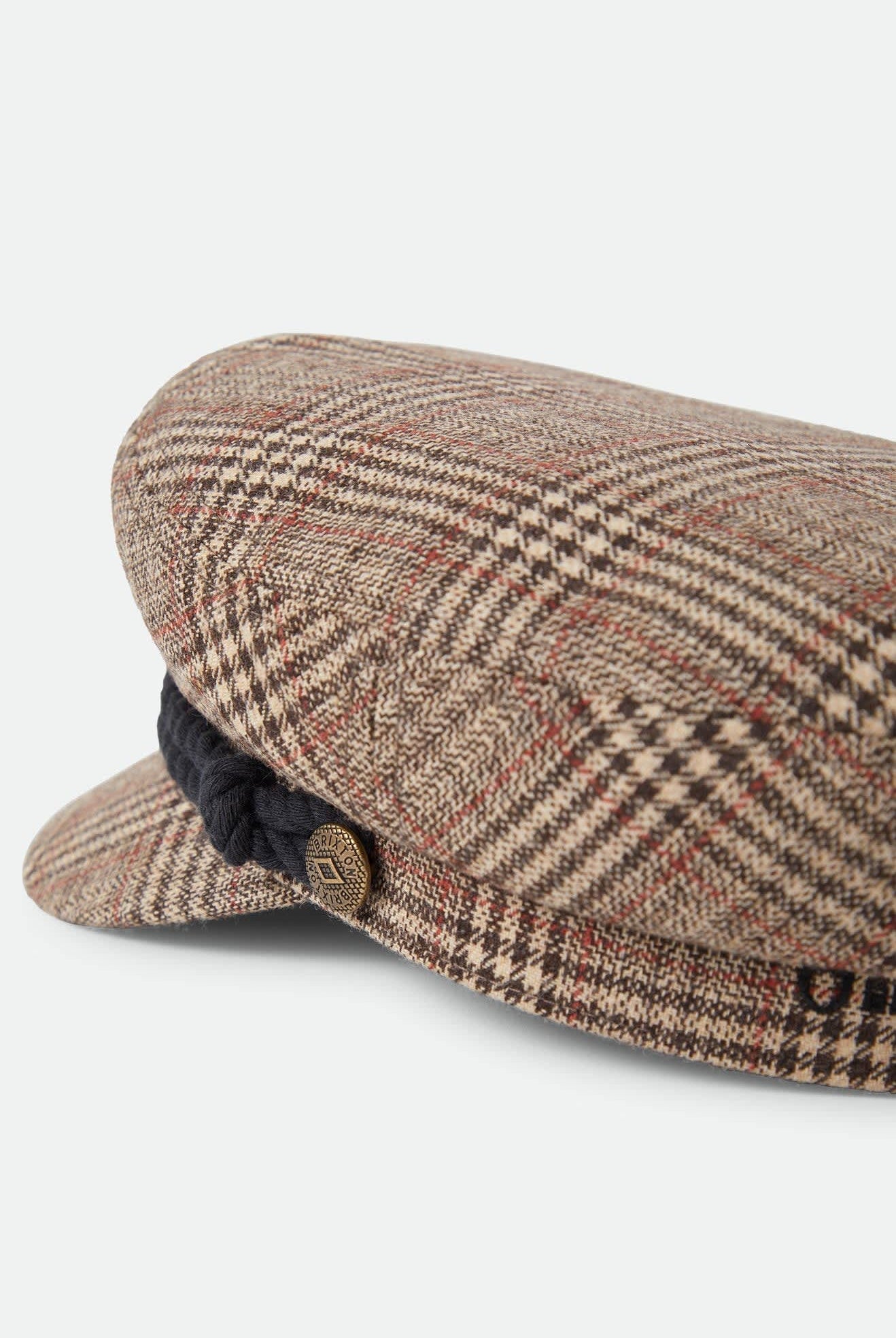 Unisex Fiddler Fisherman Cap in the color Brown/Tan/Red Plaid - Additional Laydown image