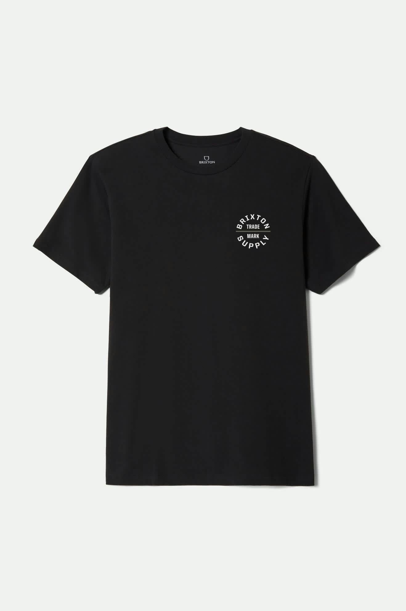 Men's Oath V S/S Standard T-Shirt in the color Black /Olive Surplus/White - Front Product View