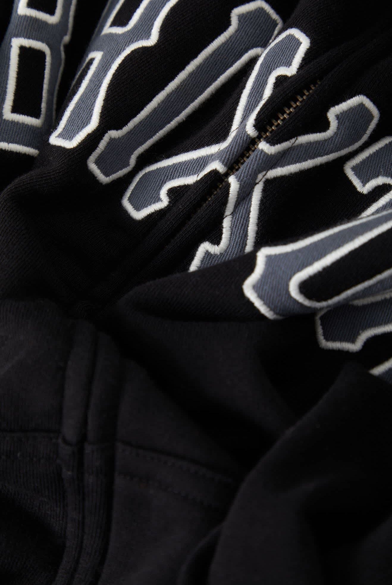 Men's Dugout Zip Hood Fleece in the color Black/Grey - Additional Laydown image