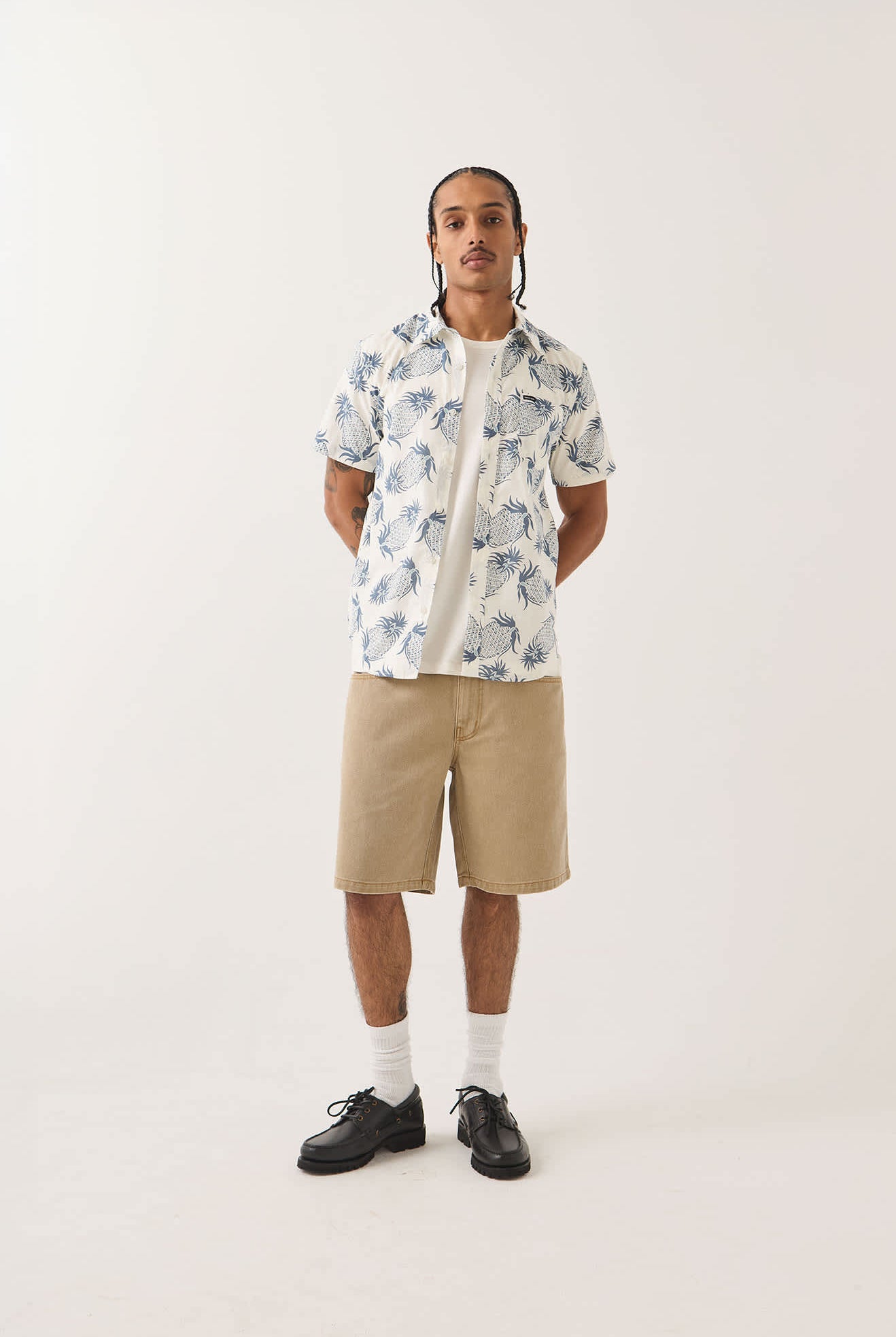 Men's Brixton Relaxed Short in the color Washed British Khaki - Men's Front View