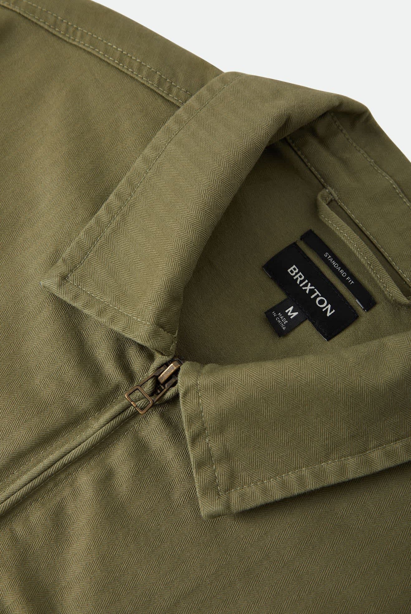 Men's Mechanic Garage Zip Jacket in the color Olive Surplus Herringbone - Additional Laydown image