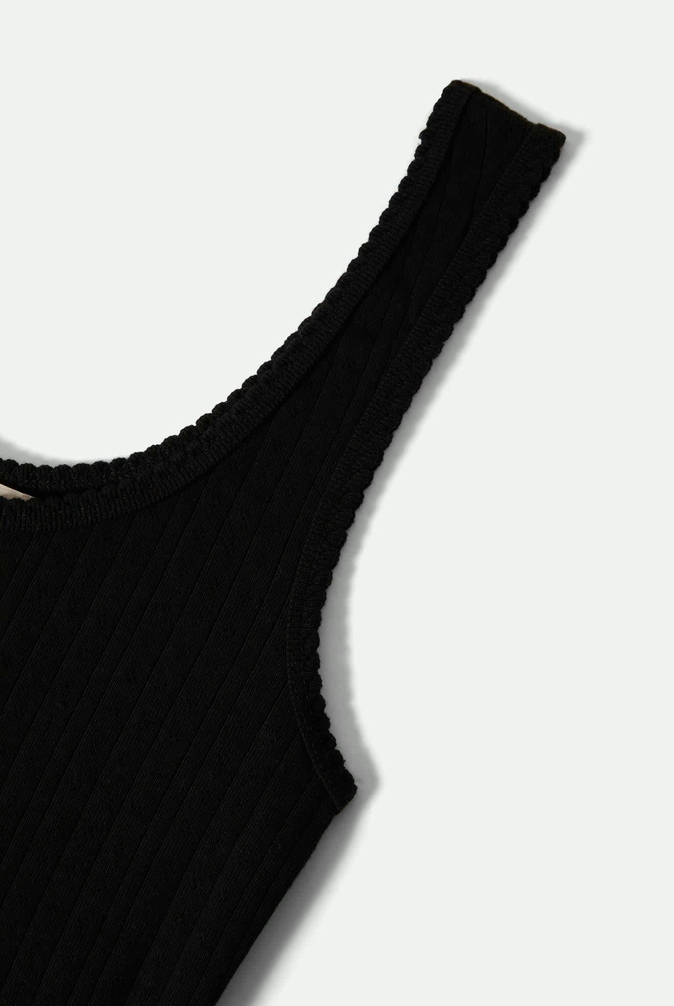 Women's Pointelle Slim Fit Tank in the color Black - Additional Laydown image