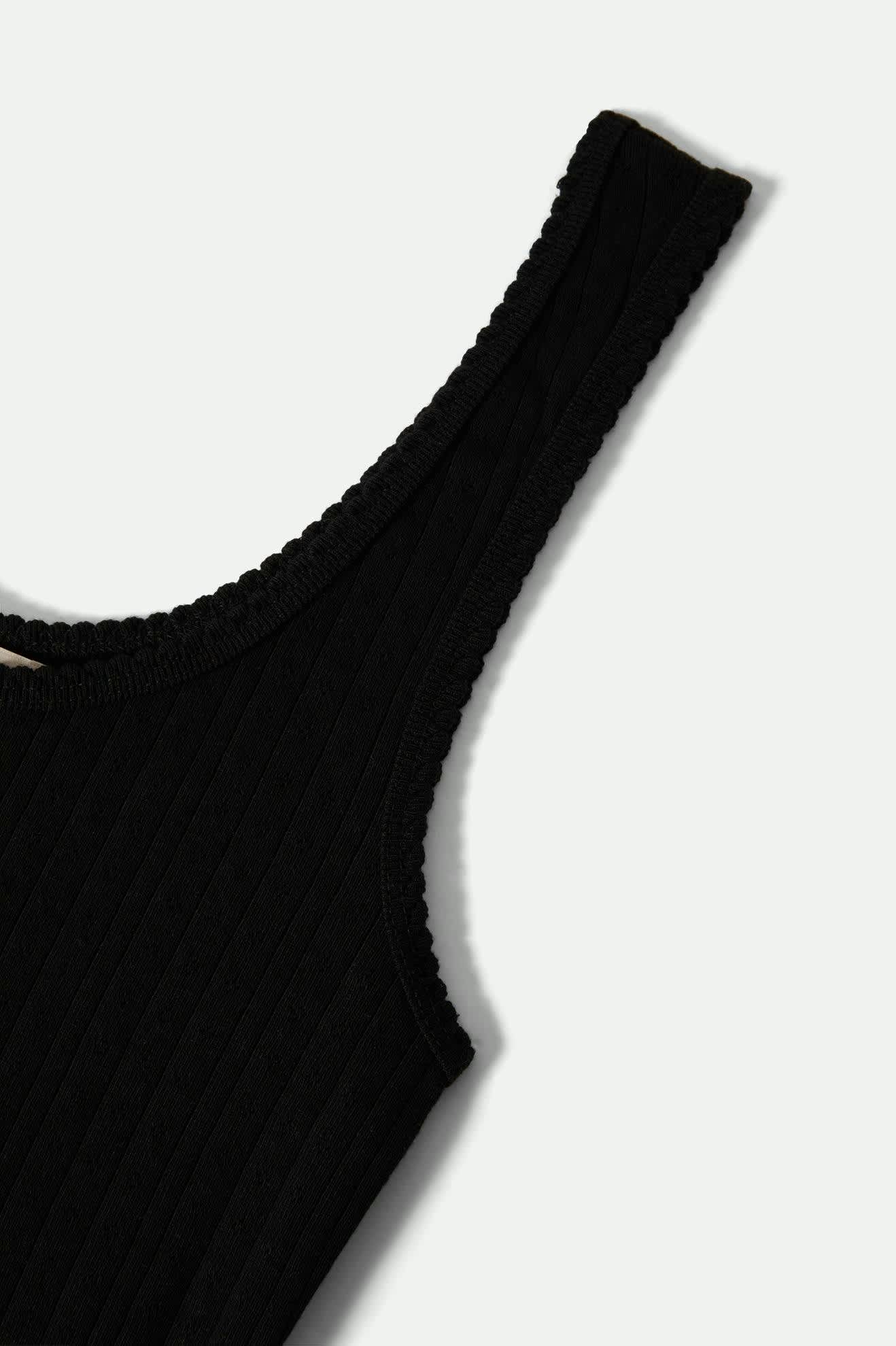 Women's Pointelle Slim Fit Tank in the color Black - Additional Laydown image