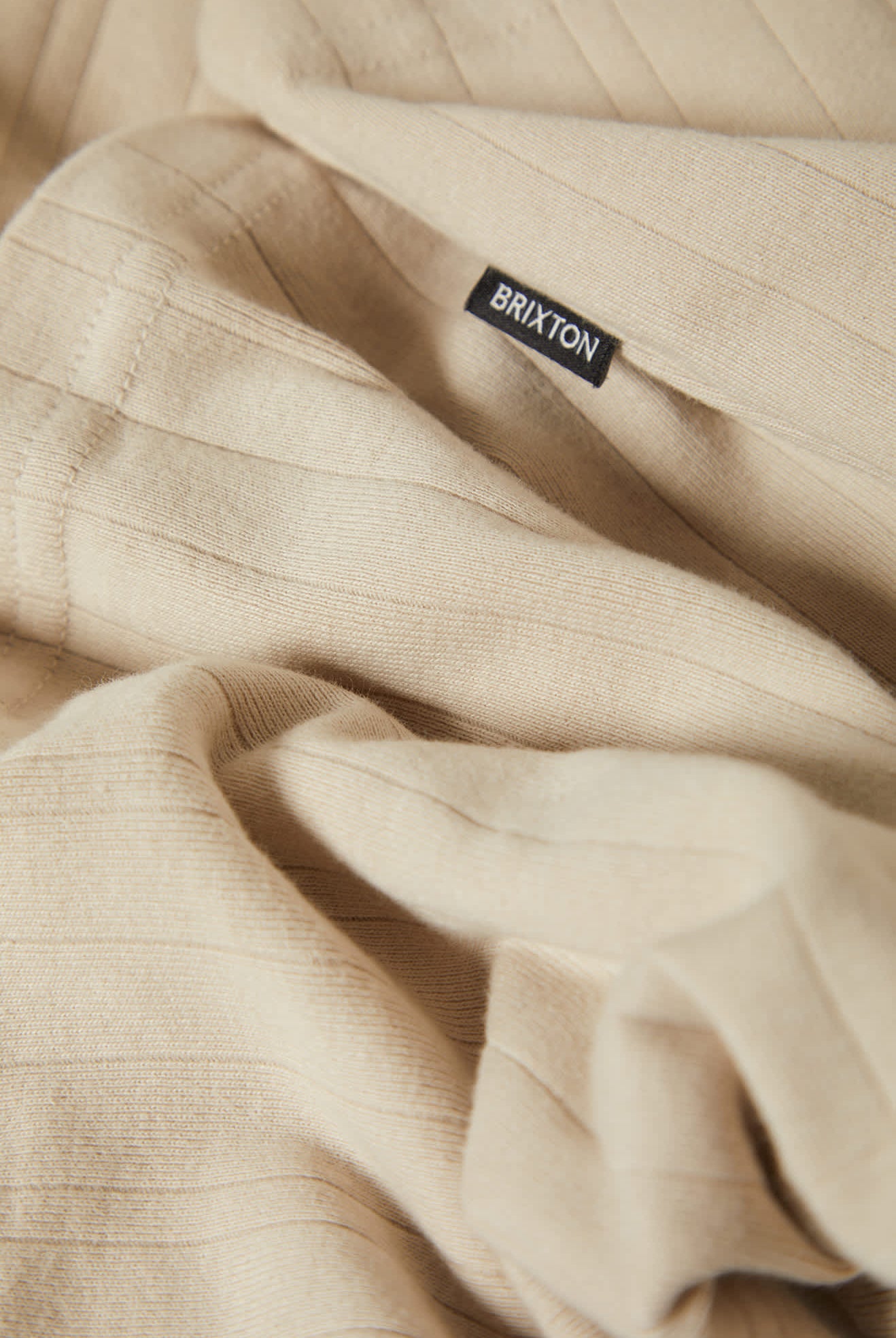 Men's Vintage Ribbed L/S Henley in the color Beige - Additional Laydown image