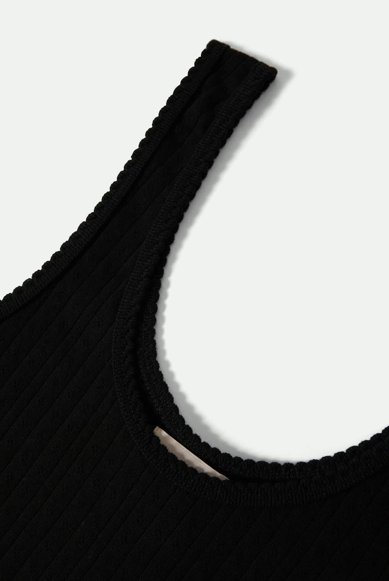 Women's Pointelle Slim Fit Tank in the color Black - Additional Laydown image