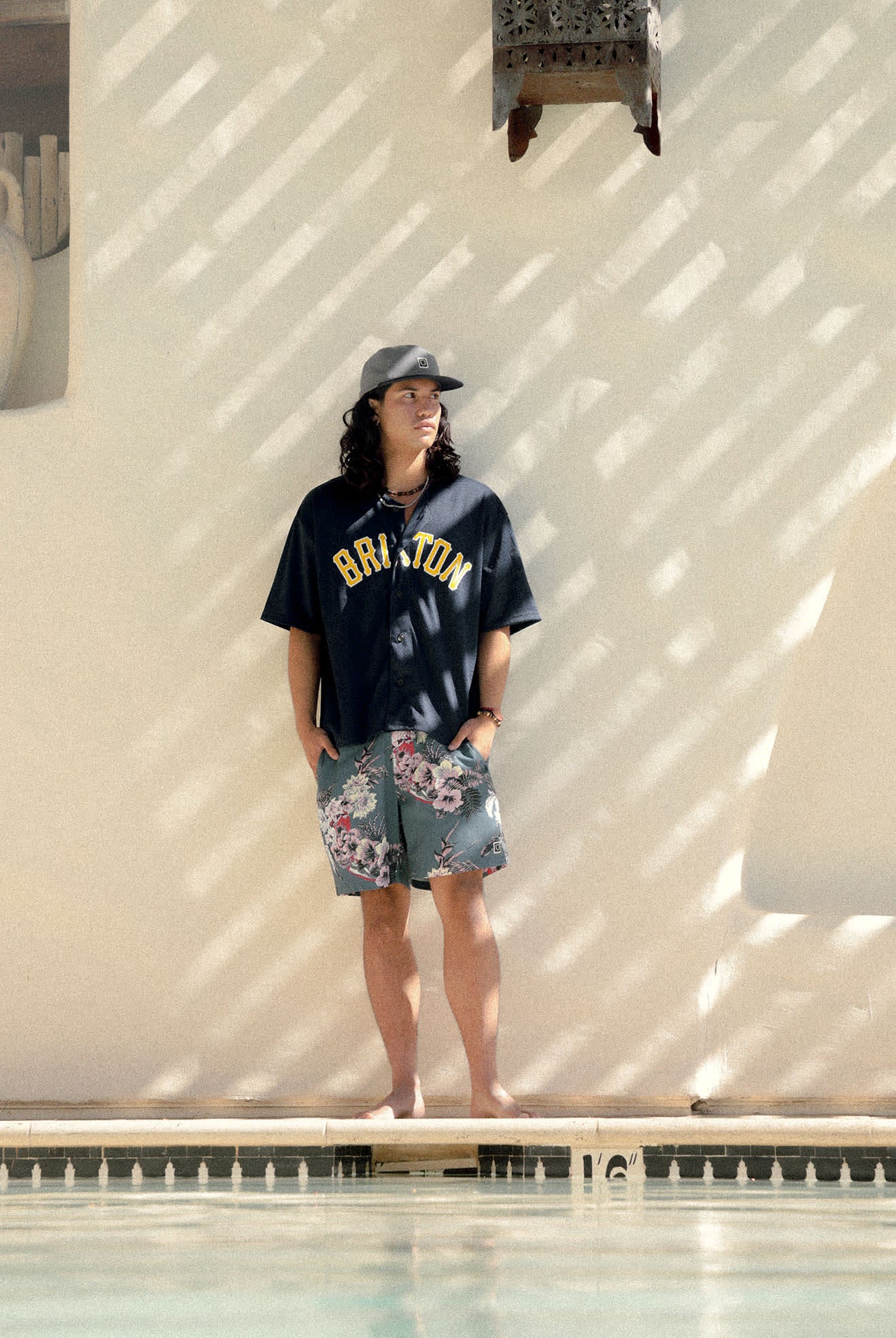 Men's The Brixton Mesh Short Sleeve Baseball Jersey in the color Washed Navy - Men's Lifestyle image