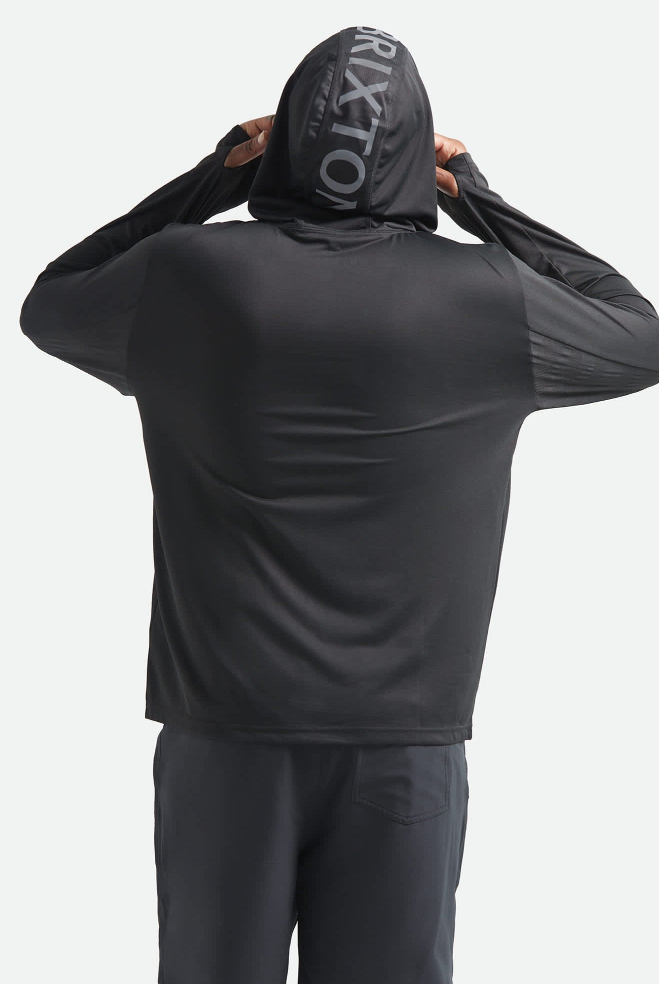 Men's Journey Long Sleeve Sun Hoodie in the color Black - Men's Back View