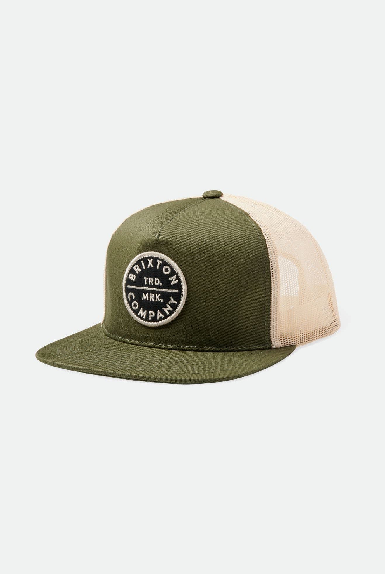Unisex Pledge MP Mesh Cap in the color Military Olive/Off White - Front Product View