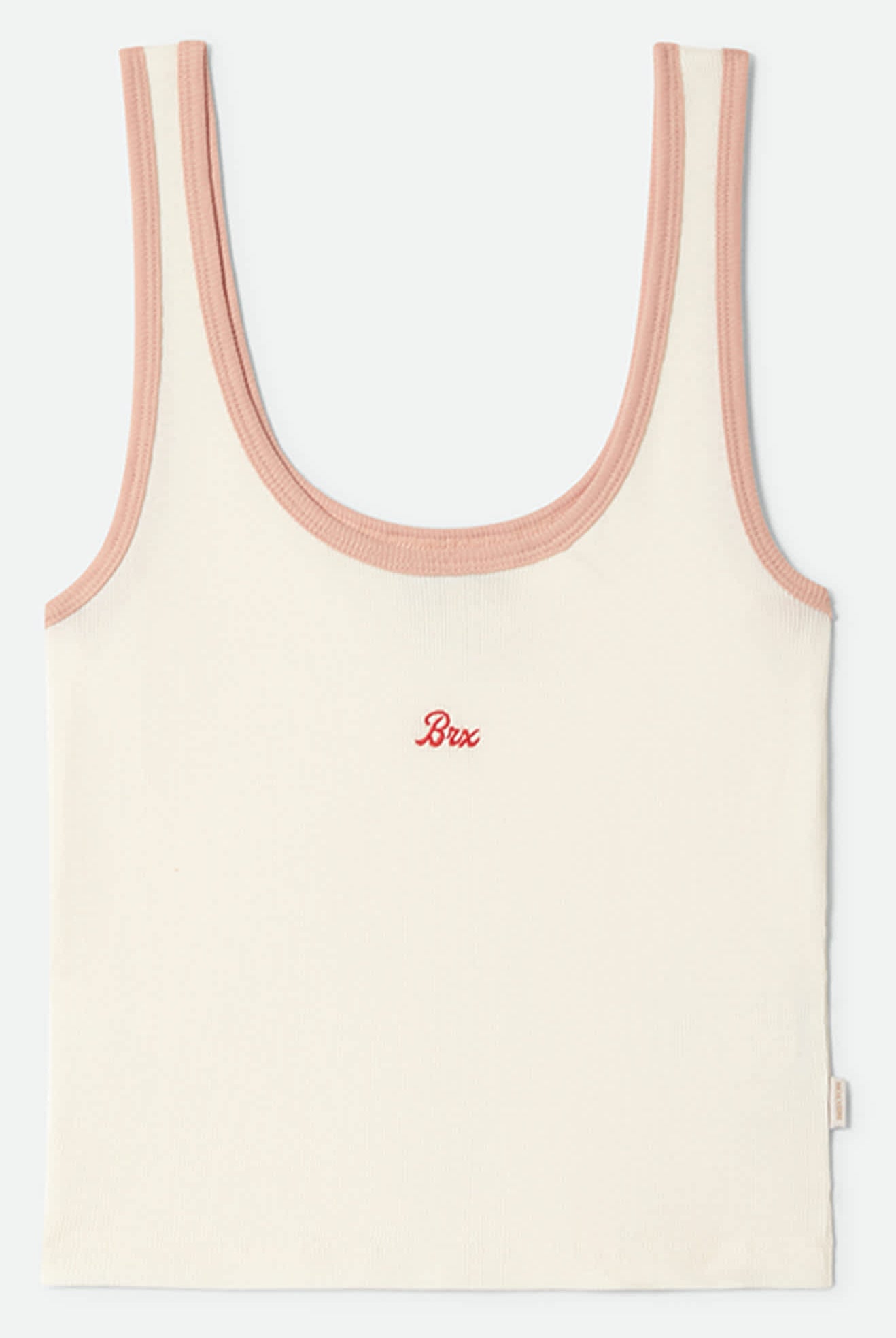 Women's Ringer Organic A-Tank in the color Off White/Silver Pink - Front Product View