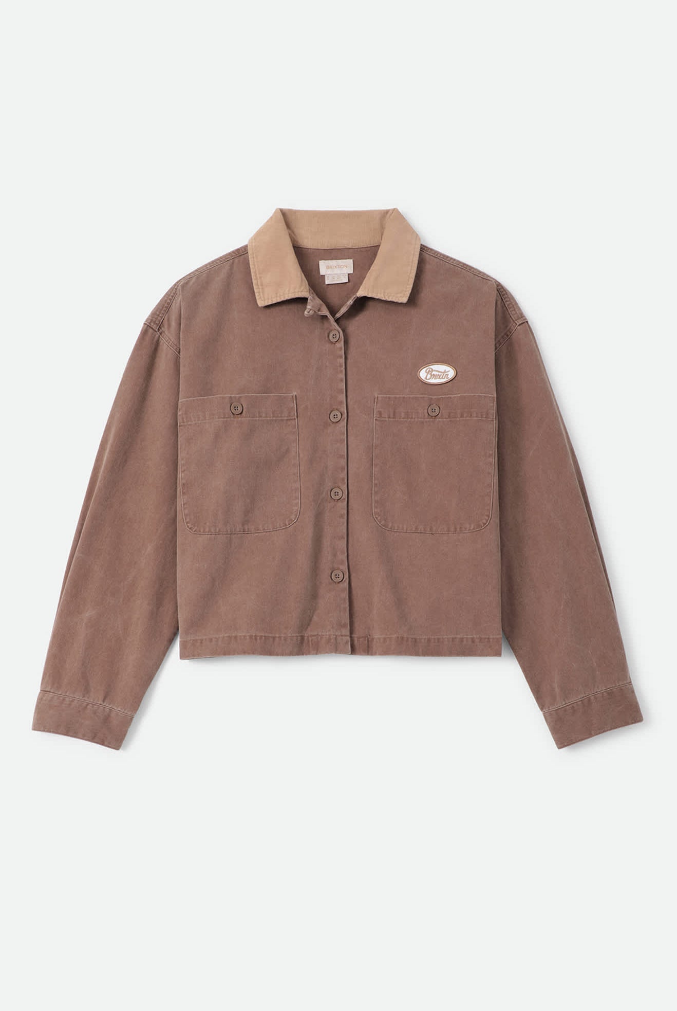 Women's Utopia Overshirt in the color Pinecone Brown/Sand - Front Product View