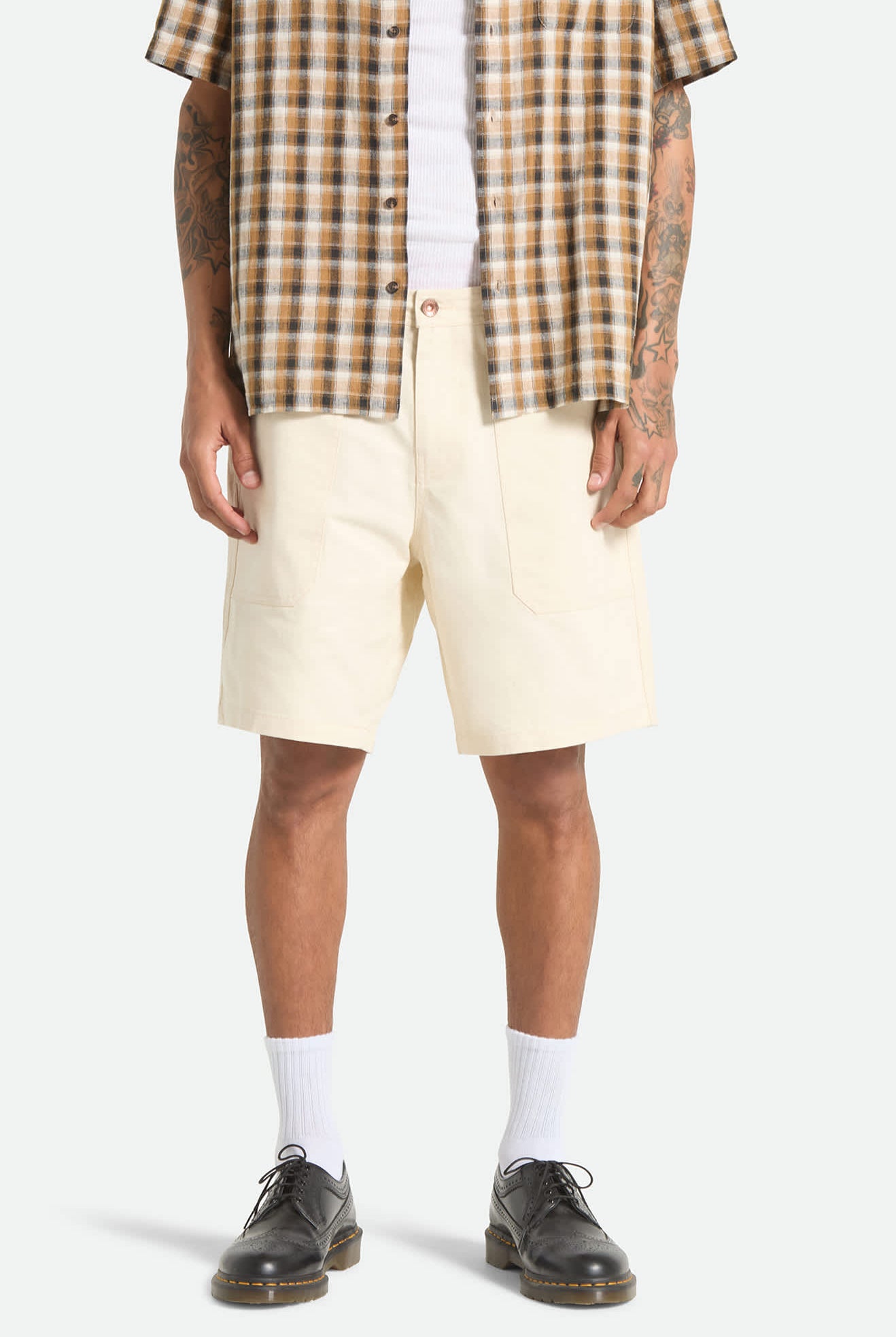 Men's Surplus Vintage Wash Herringbone Short in the color Whitecap - Men's Front View