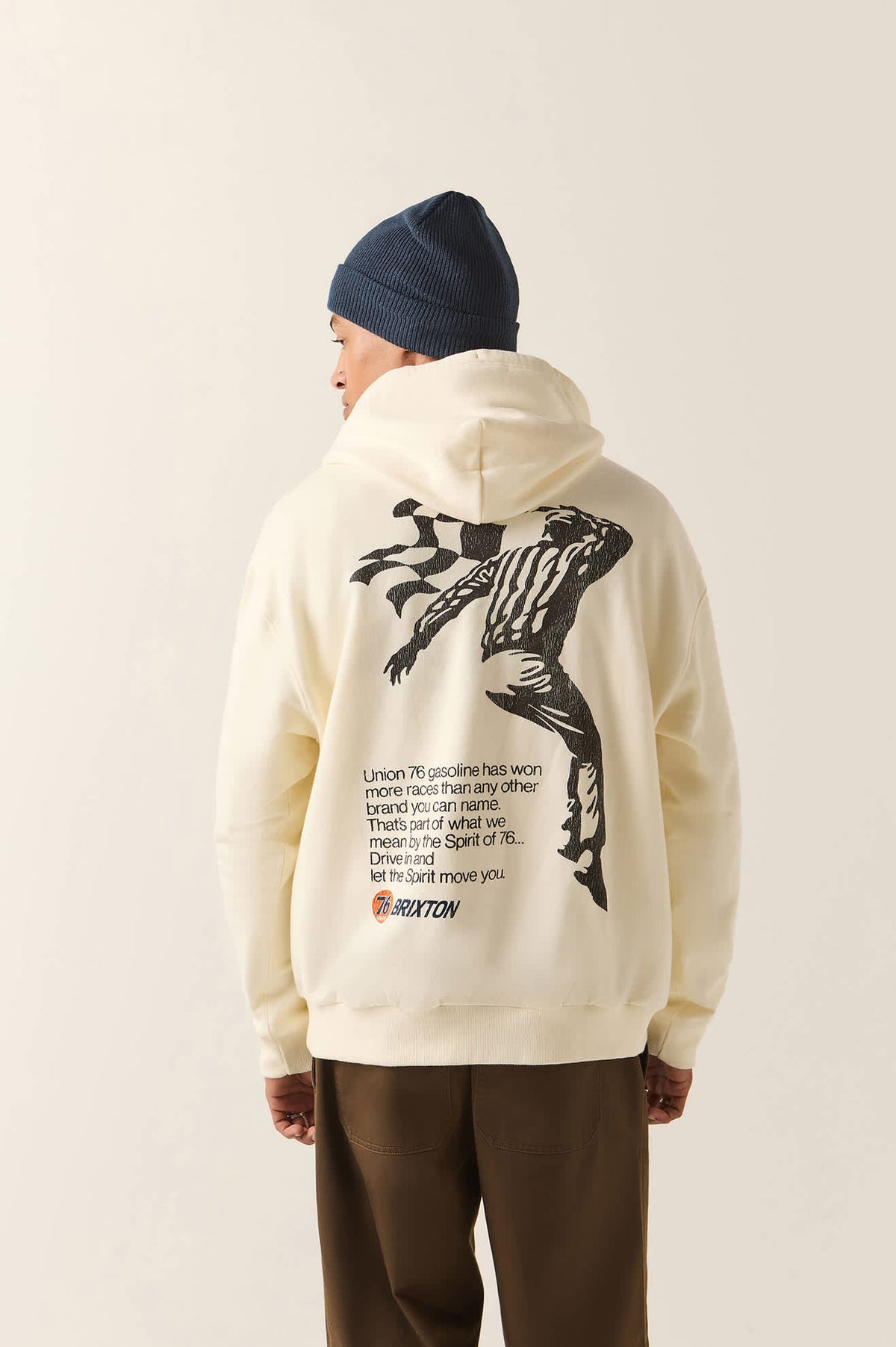 Men's 76 Finish Line Hoodie in the color Washed Off White - Men's Back View