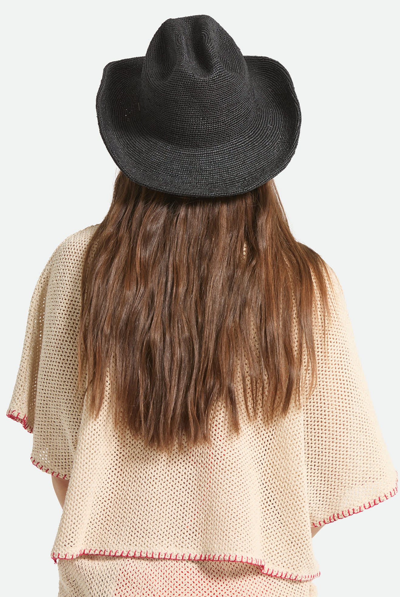 Women's Odessa Straw Packable Cowboy Hat in the color Black - Women's Back View