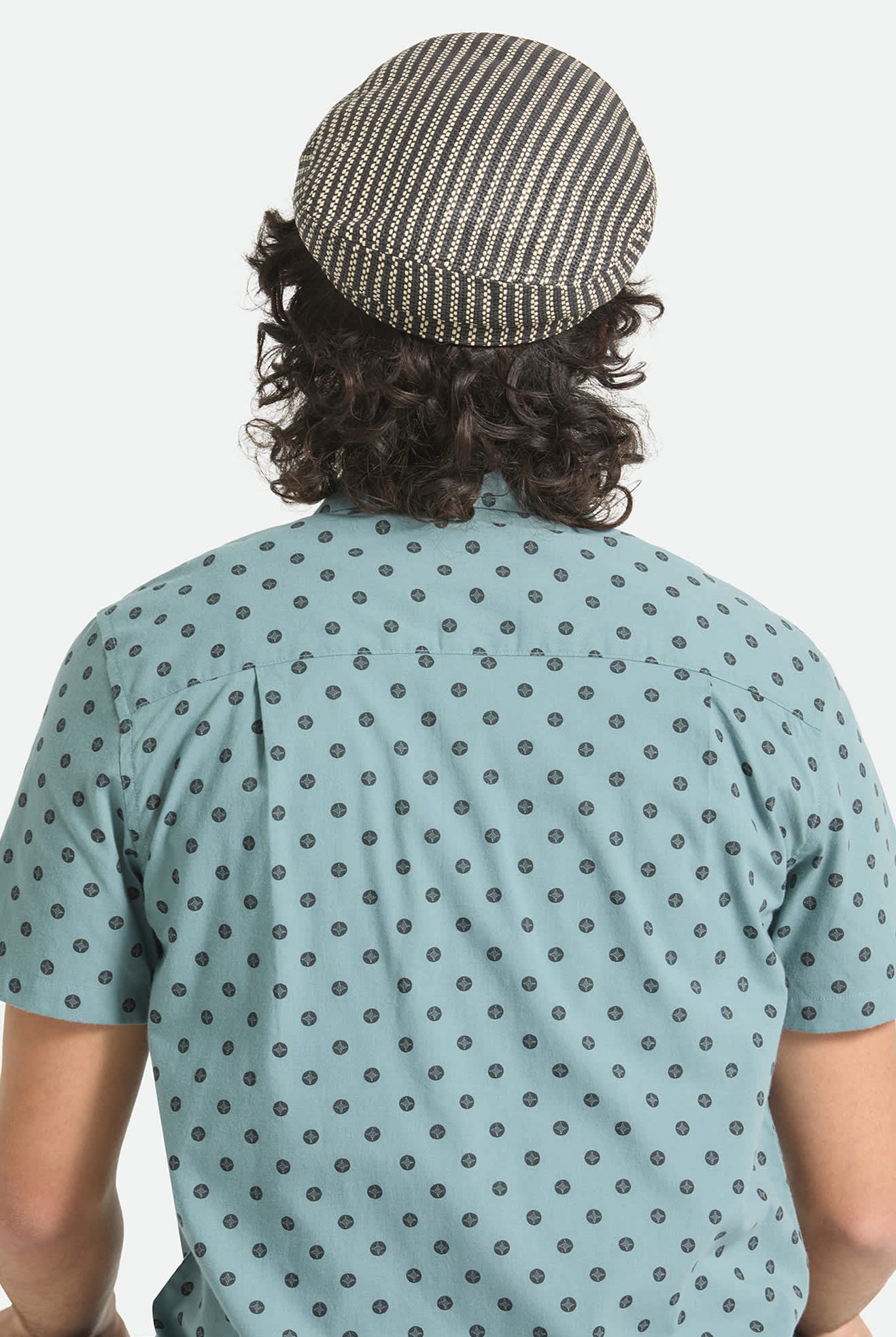 Unisex Fiddler Lightweight Fisherman Cap in the color Black/Natural Straw - Men's Back View