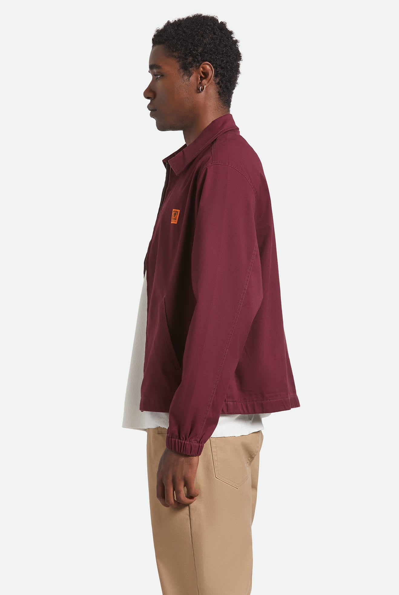Men's Union Relaxed Harrington Jacket in the color Port - Men's Side View