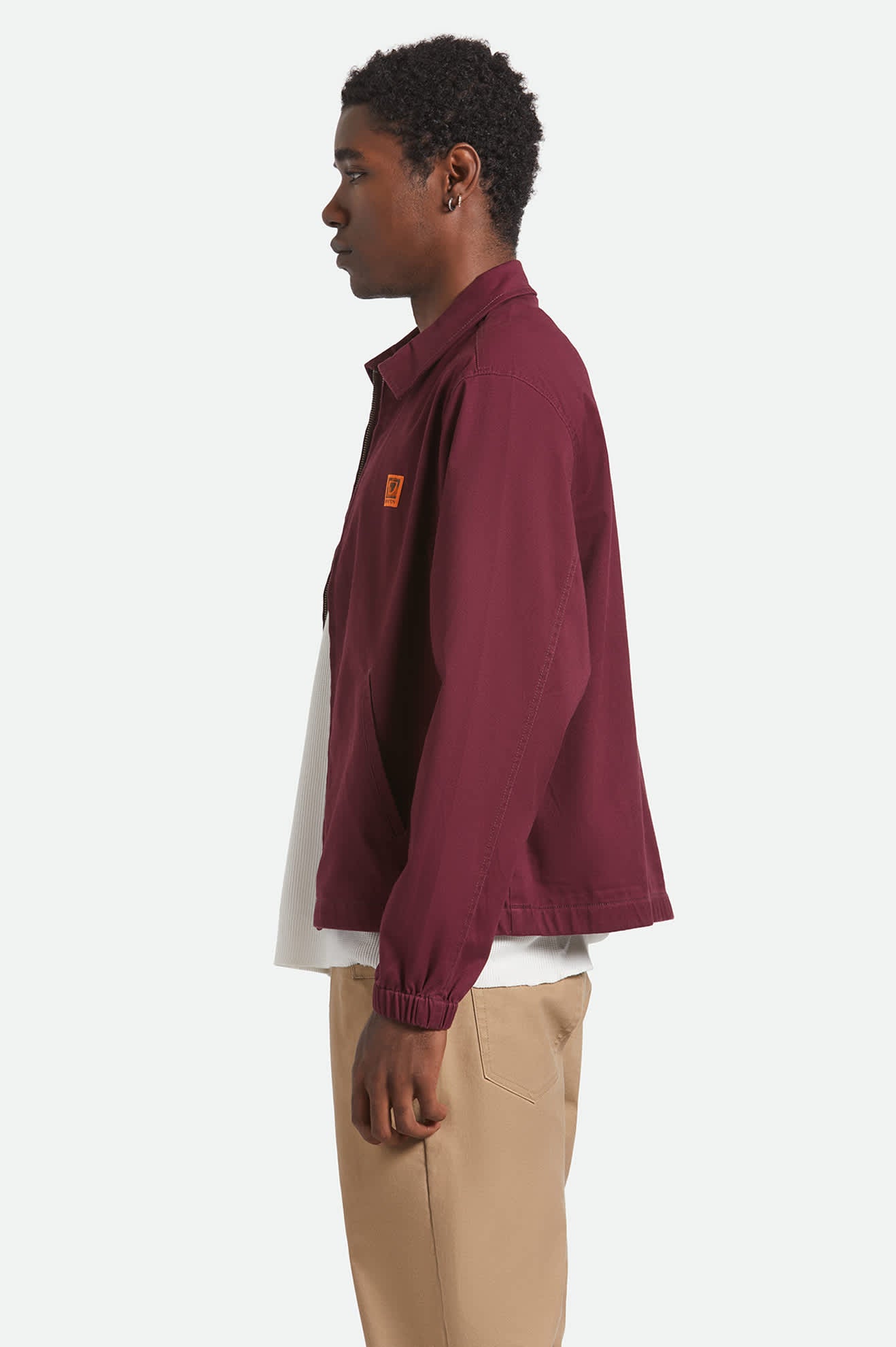 Men's Union Relaxed Harrington Jacket in the color Port - Men's Side View