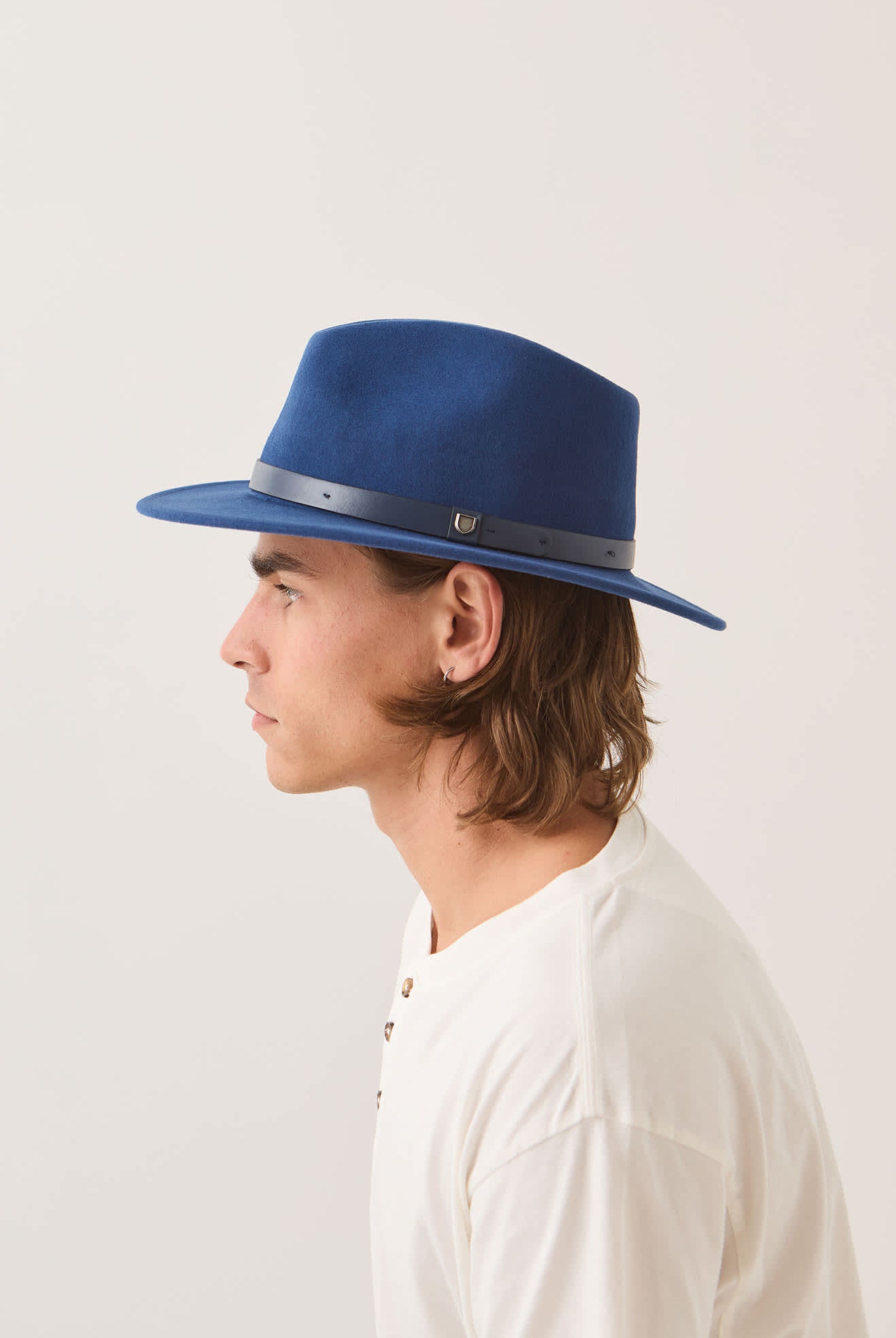 Unisex Messer Fedora in the color Classic Navy - Men's Side View