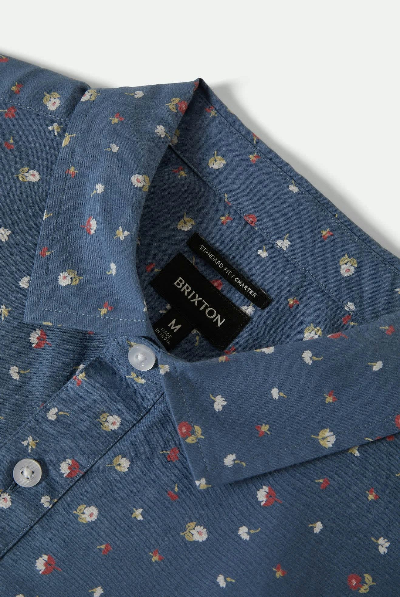 Men's Charter Print S/S Shirt in the color Bering Sea/Micro Floral - Additional Laydown image