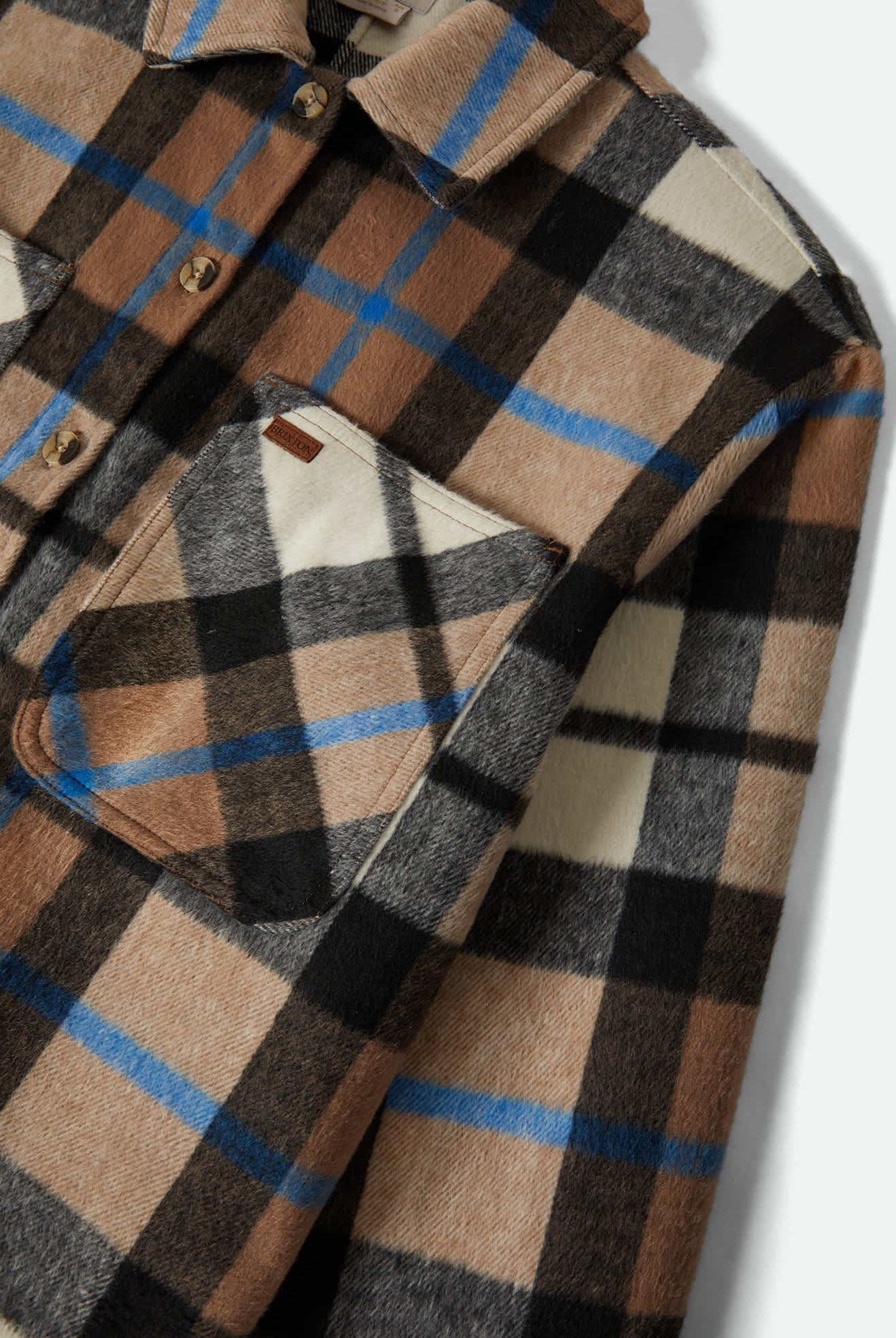 Women's Bowery Women's Soft Brushed Flannel in the color Washed Black/Sand - Additional Laydown image