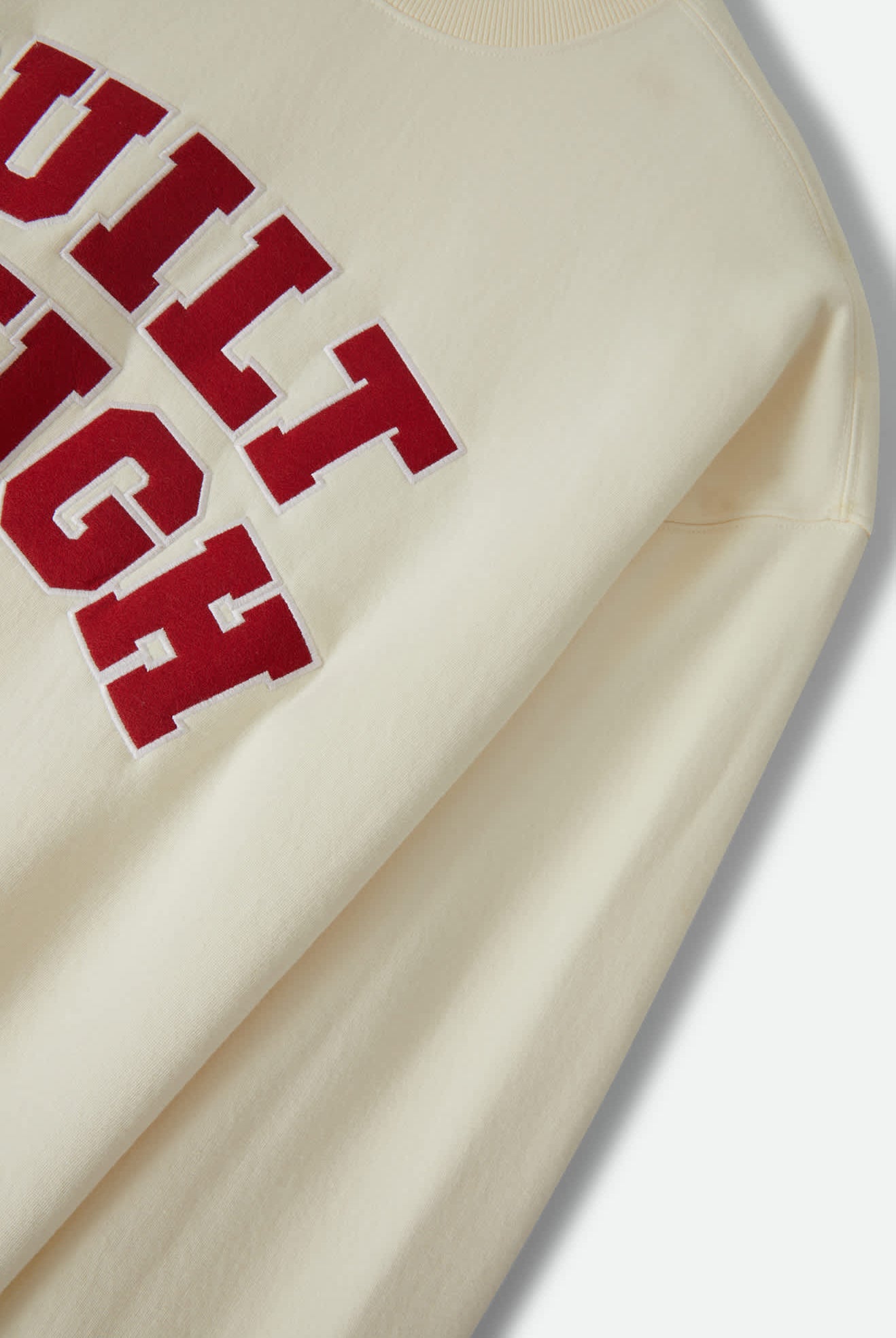 Women's Ford Built Tough Crew Fleece in the color Wimbledon White - Additional Laydown image