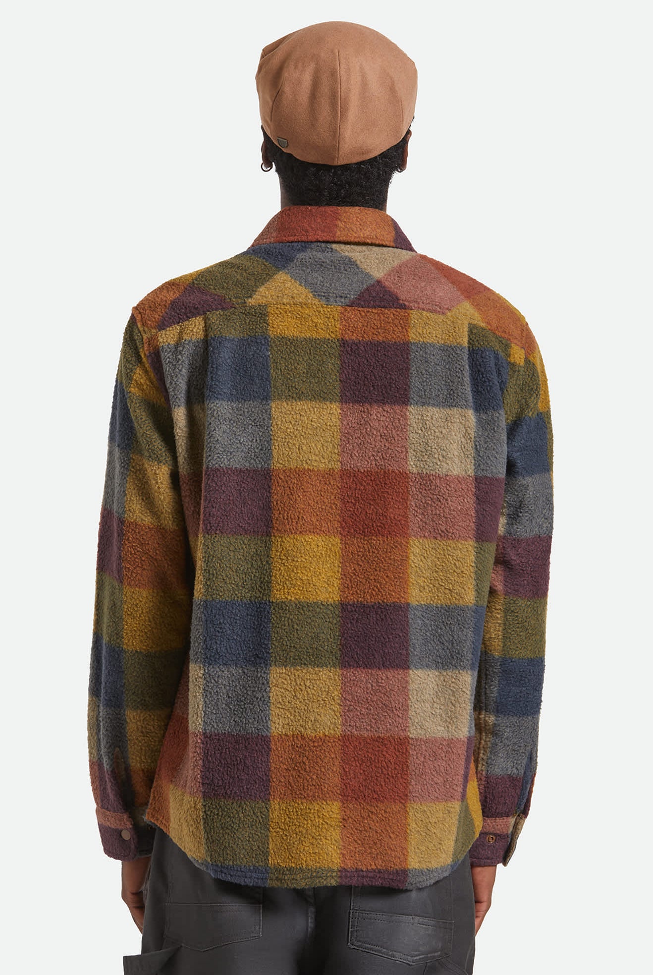 Unisex Hooligan Flat Cap in the color Camel Melton Wool - Men's Back View