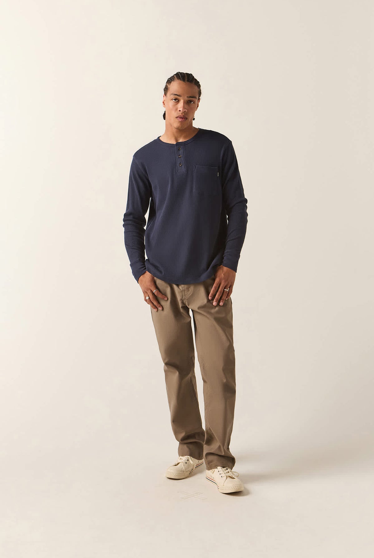 Men's Baseline Waffle Knit Top in the color Navy - Additional Fit image