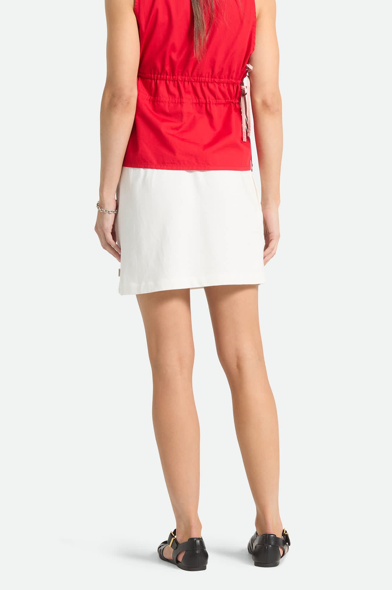 Women's Carefree Organic Garment Dye Lounge Skirt in the color Off White - Women's Back View