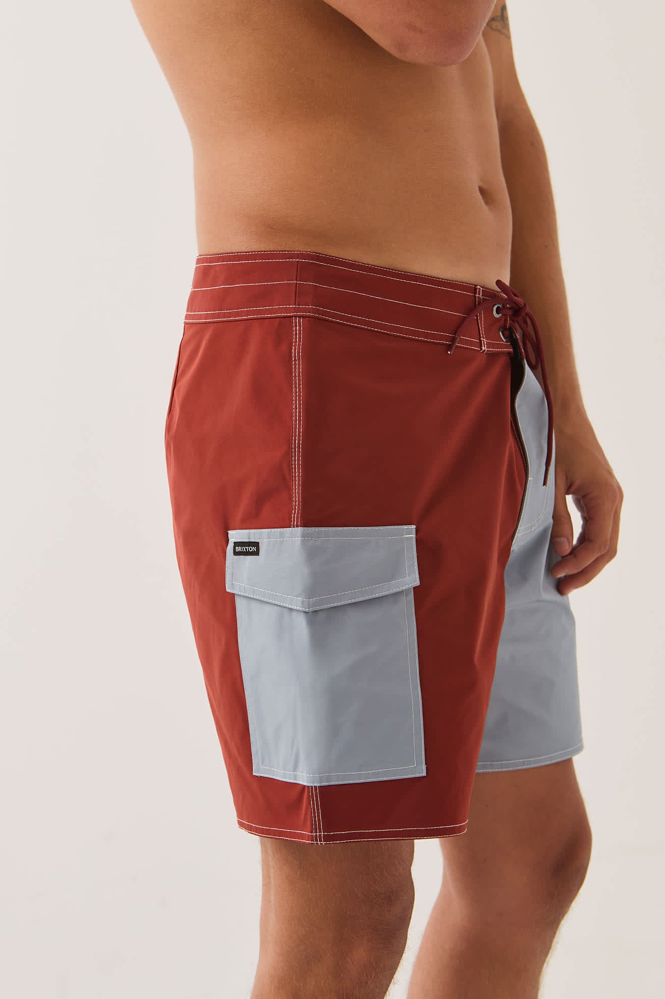 Men's Classic Trunk 17" in the color Dark Brick/Dusty Blue - Men's Side View