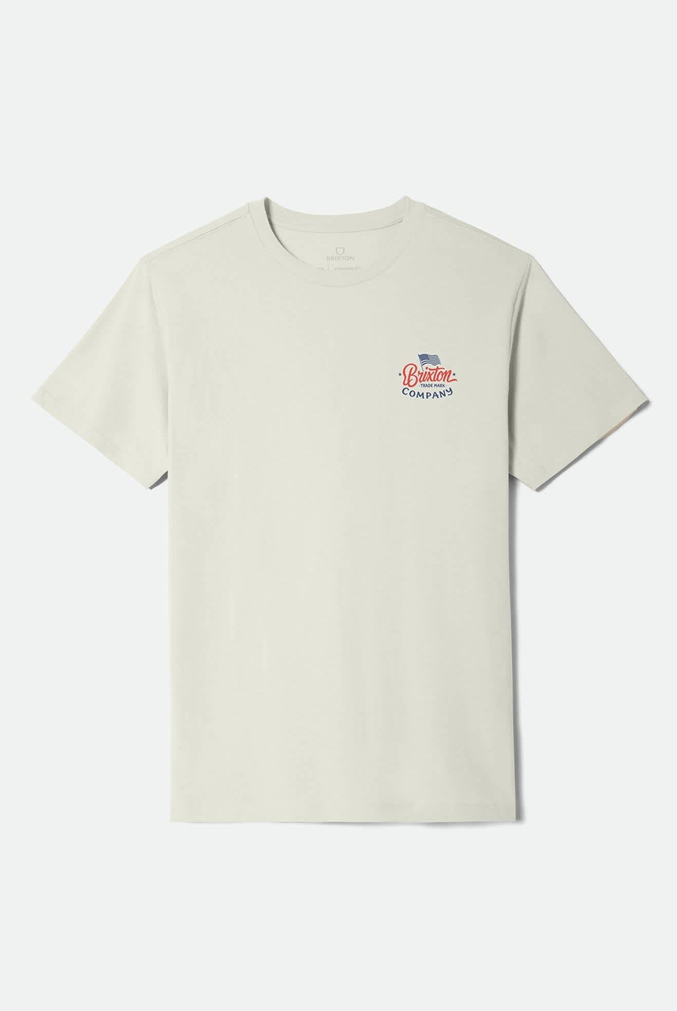 Men's Brxtn Flag Short Sleeve Standard T-Shirt in the color Cream/Navy/Red - Front Product View