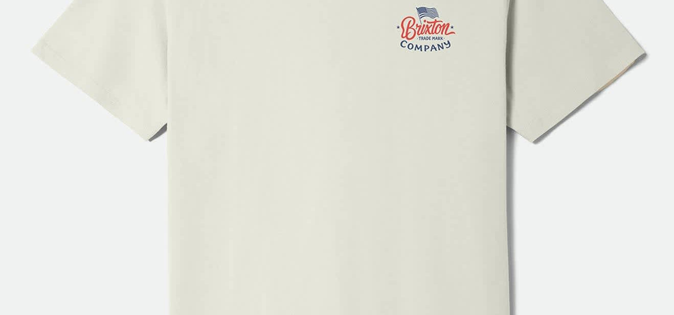 Men's Brxtn Flag Short Sleeve Standard T-Shirt in the color Cream/Navy/Red - Front Product View