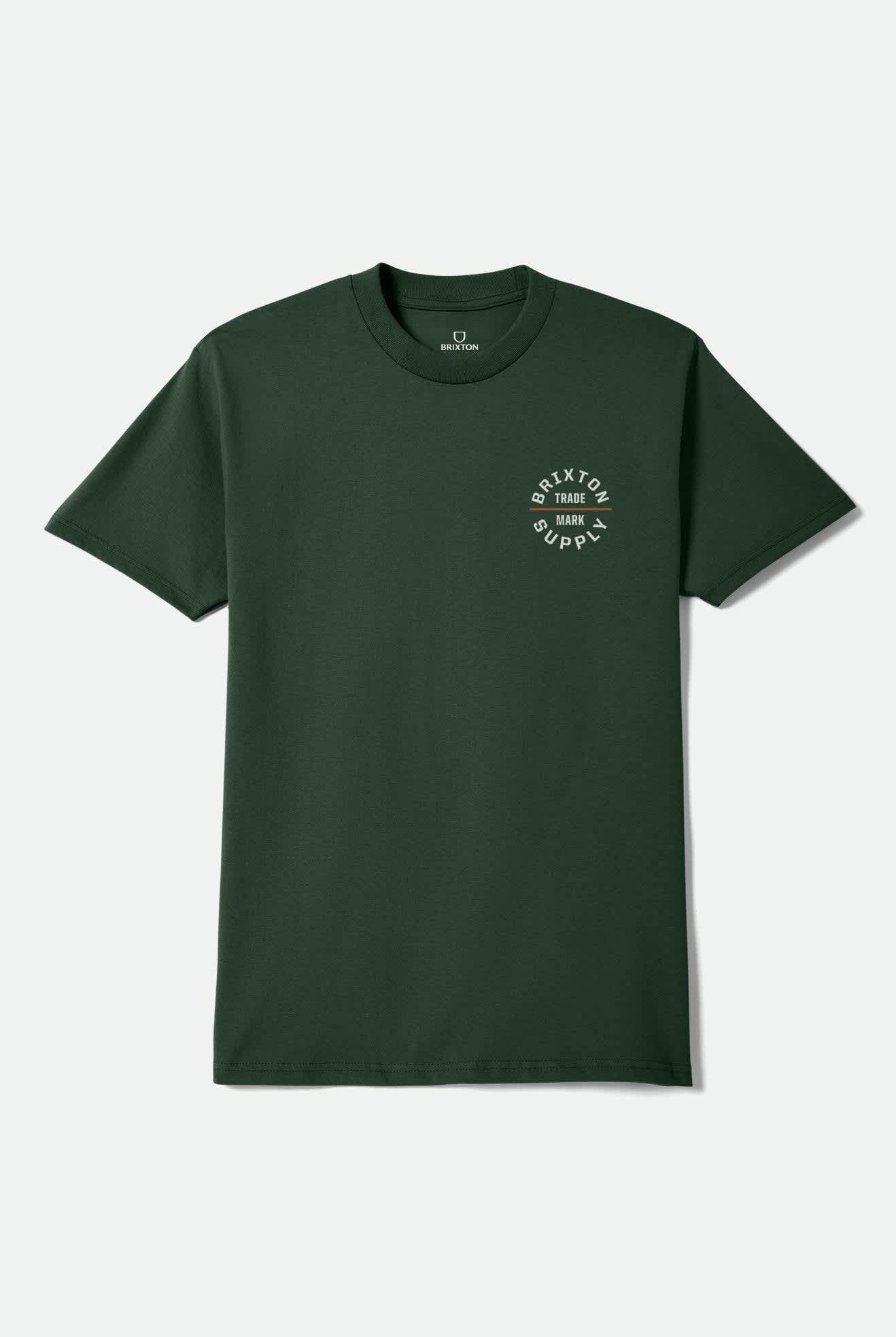 Men's Oath Short Sleeve Standard T-Shirt in the color Forest Green/Off White/Rust - Front Product View