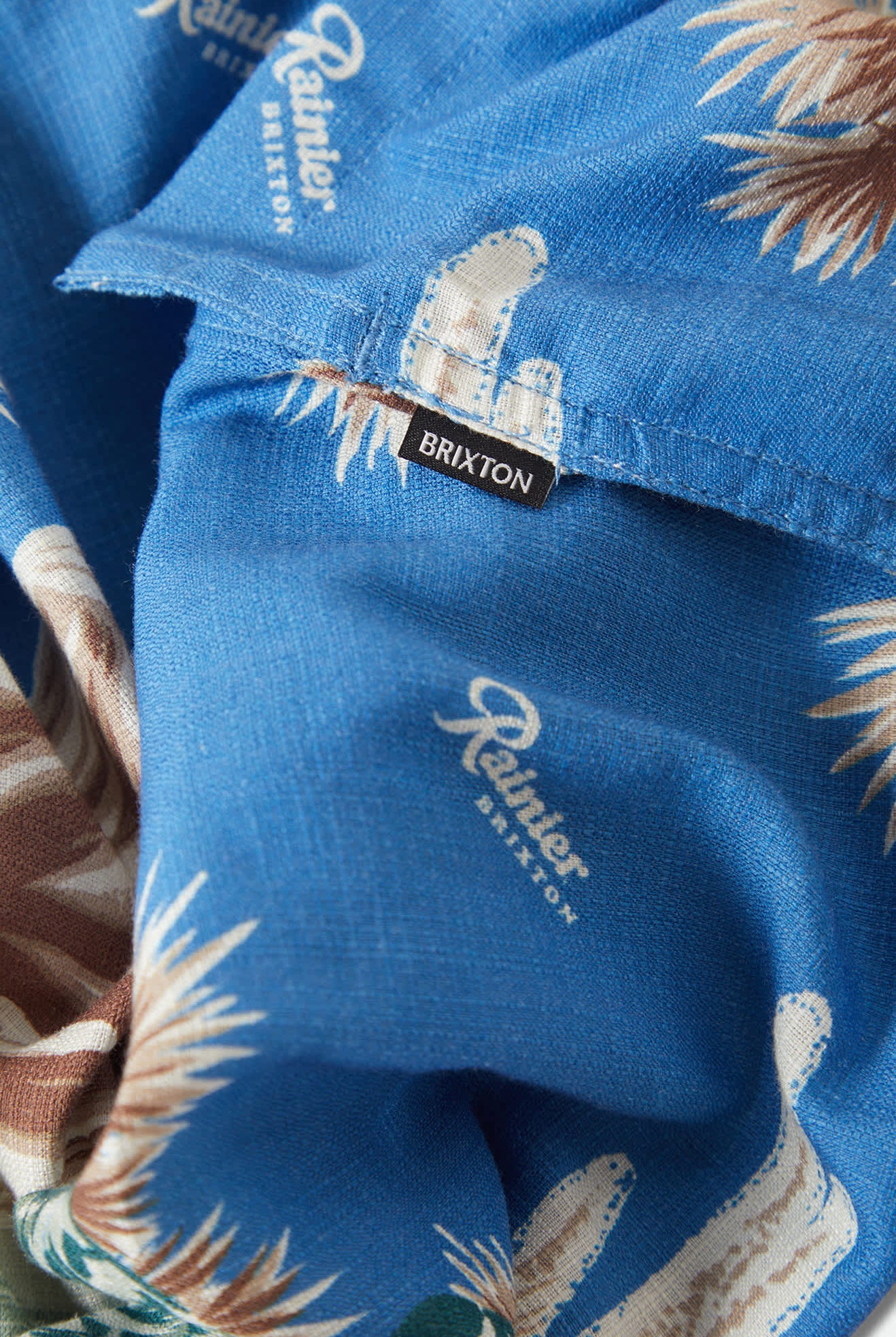 Men's Rainier X Brixton Short Sleeve Shirt in the color Blue Sky - Additional Laydown image