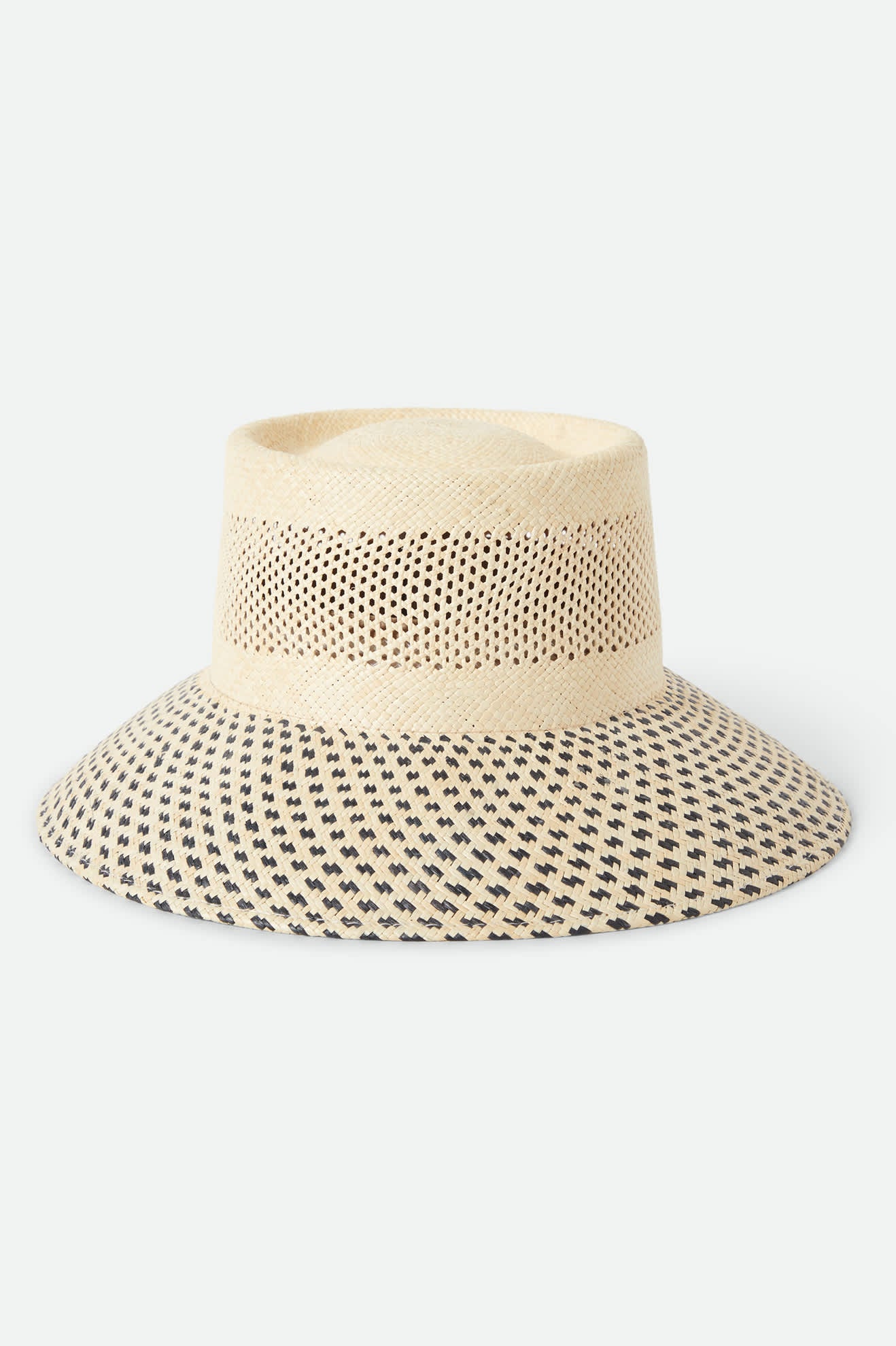 Women's Lilith Panama Bucket Hat in the color Natural/Black - Additional Laydown image