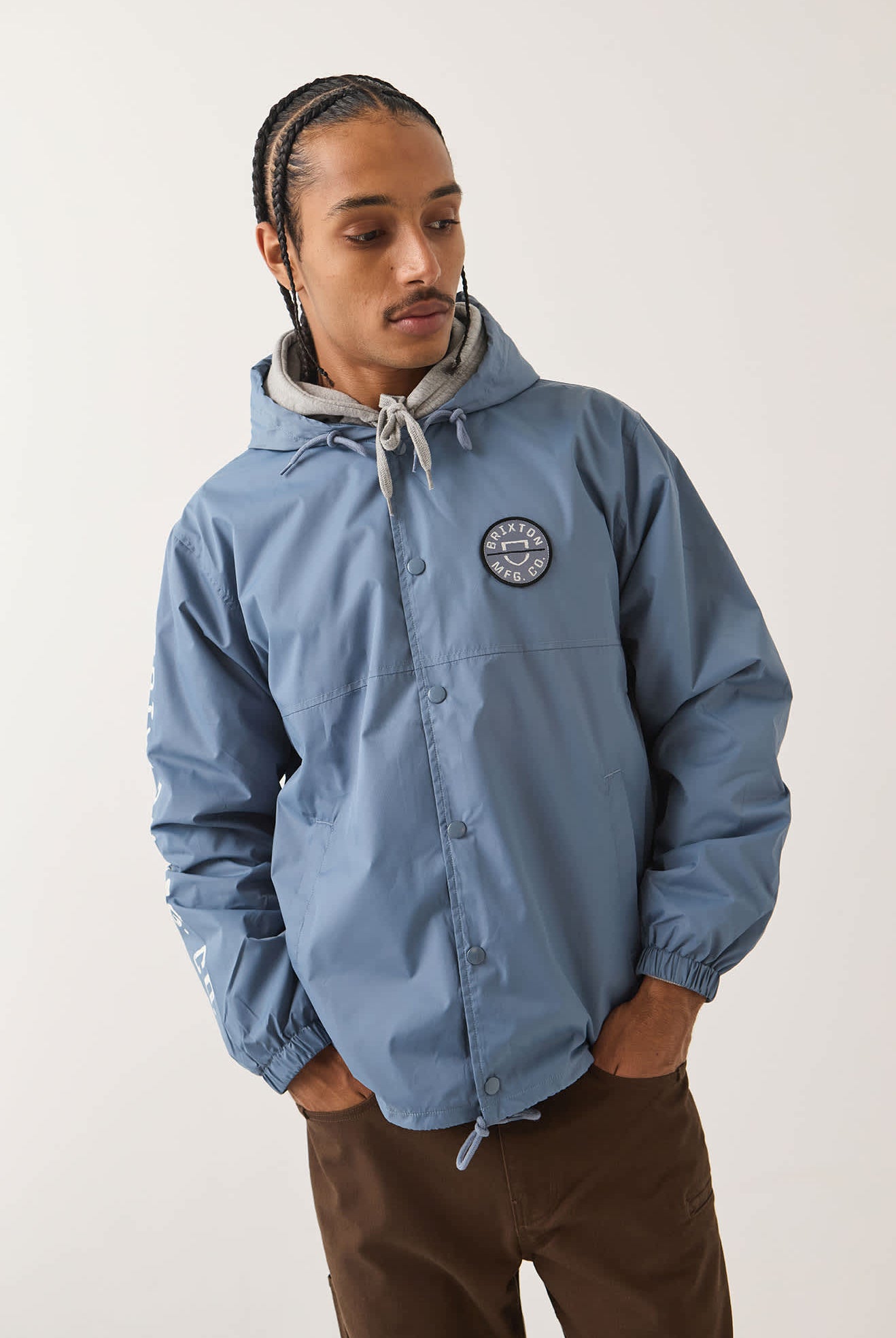 Men's Hooded Claxton Lightweight Jacket in the color Slate Blue - Additional Fit image