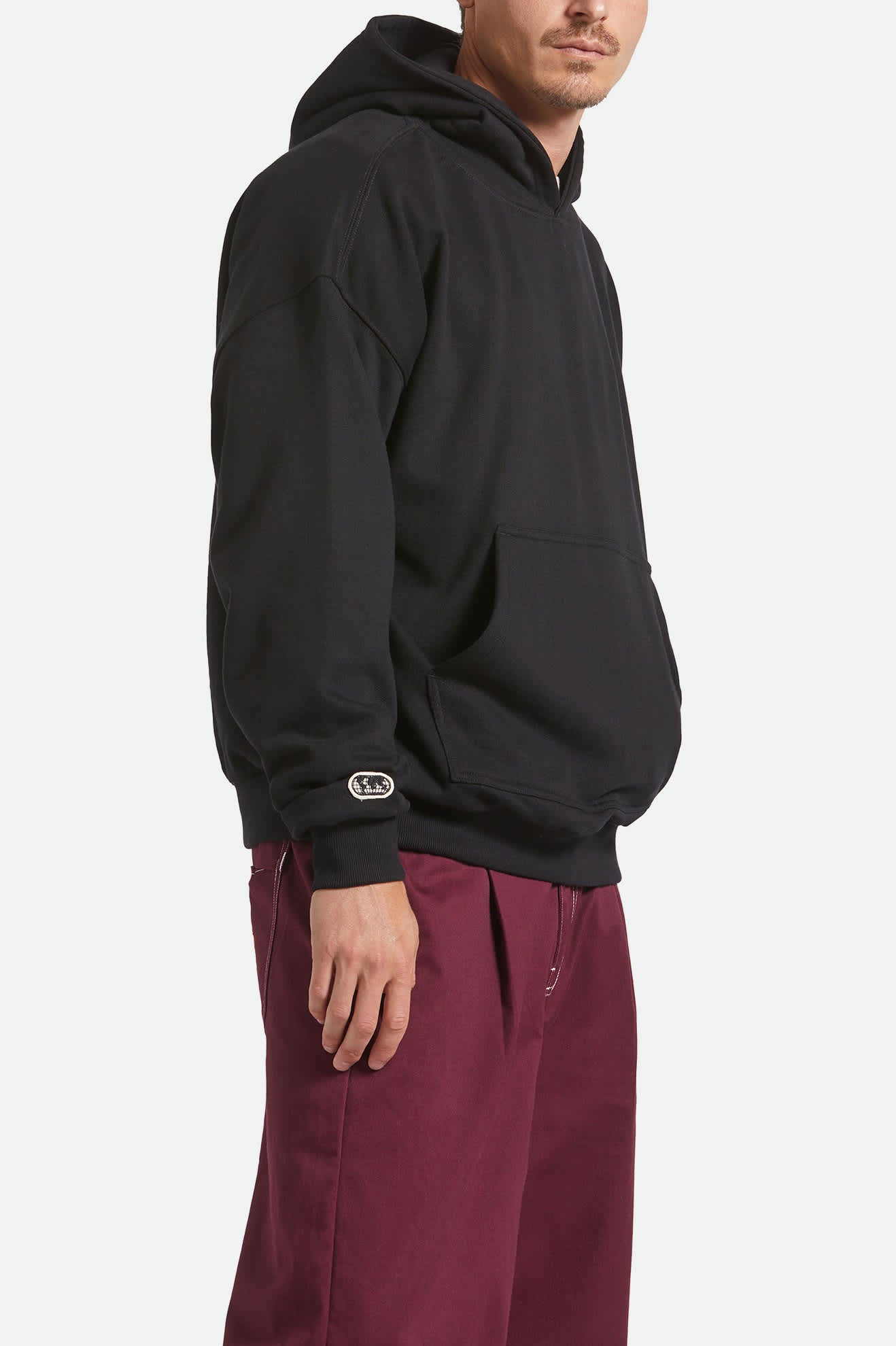 Men's Embroidered Heavyweight Oversized Hoodie in the color Black - Men's Back View