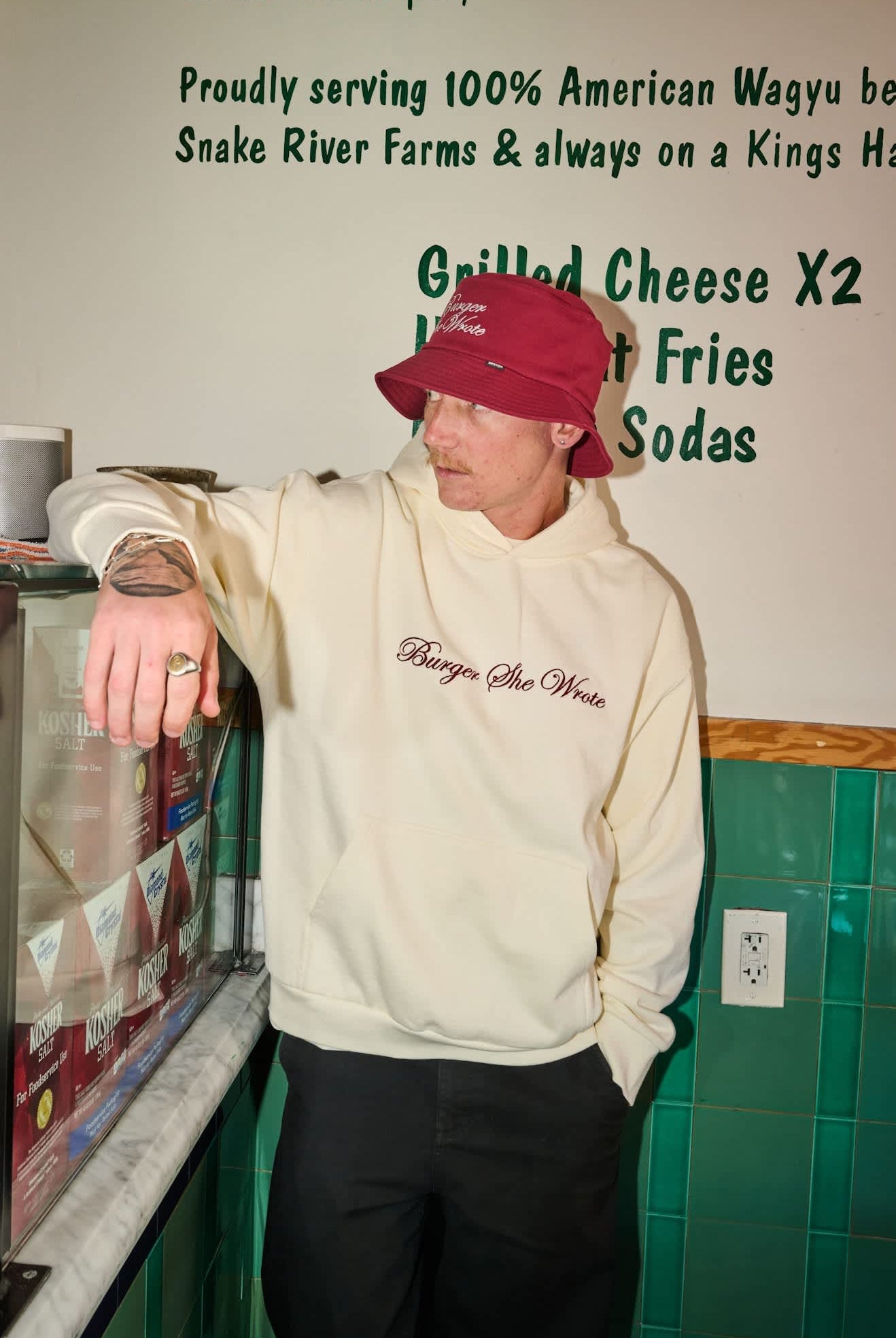 Men's Burger She Wrote Hood in the color Natural - Men's Lifestyle image