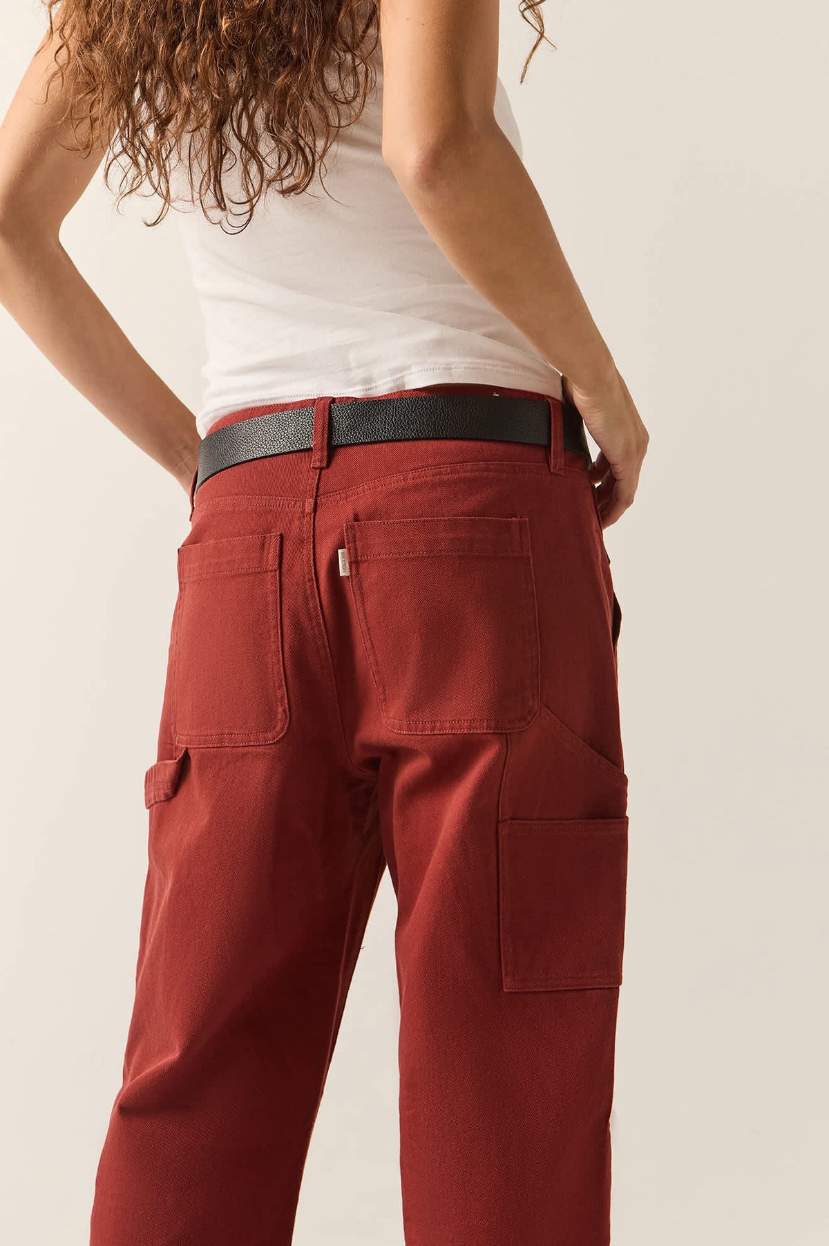 Women's Essex Embroidered Painter Pant in the color Dark Brick - Additional Fit image