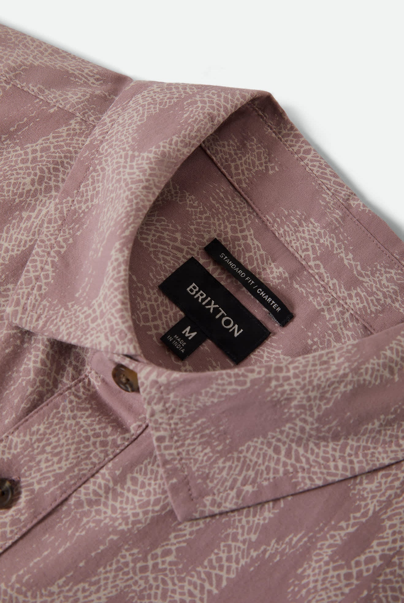 Men's Charter Print Short Sleeve Shirt in the color Dark Pink/Silver Crackle Paint - Additional Laydown image