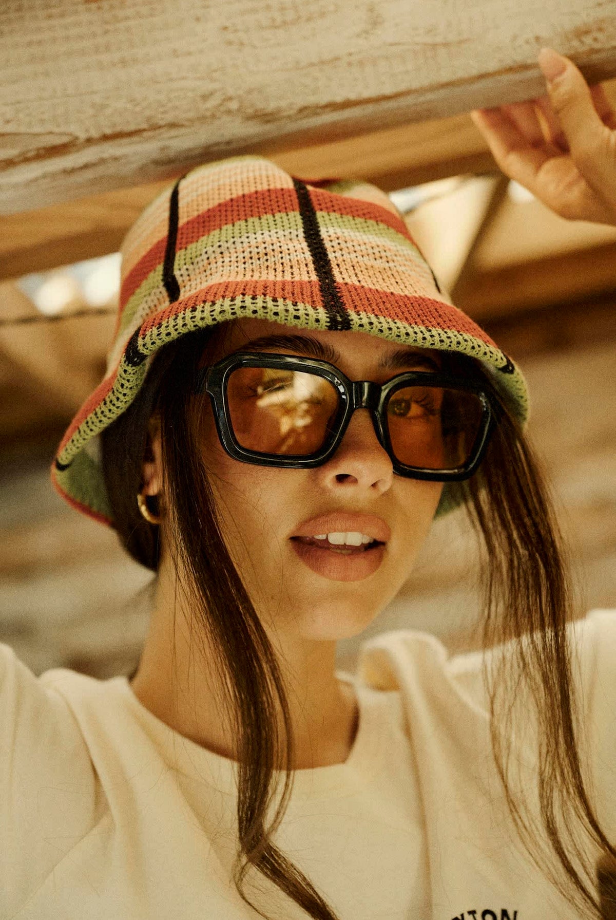 Women's Redding Knit Packable Hat in the color Peach Cobbler Multi Stripe - Women's Lifestyle image