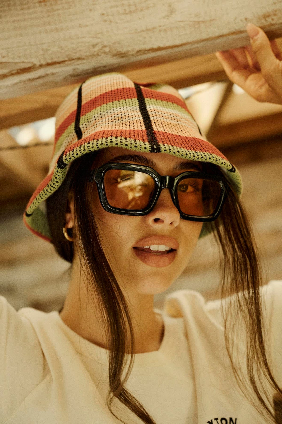 Women's Redding Knit Packable Hat in the color Peach Cobbler Multi Stripe - Women's Lifestyle image