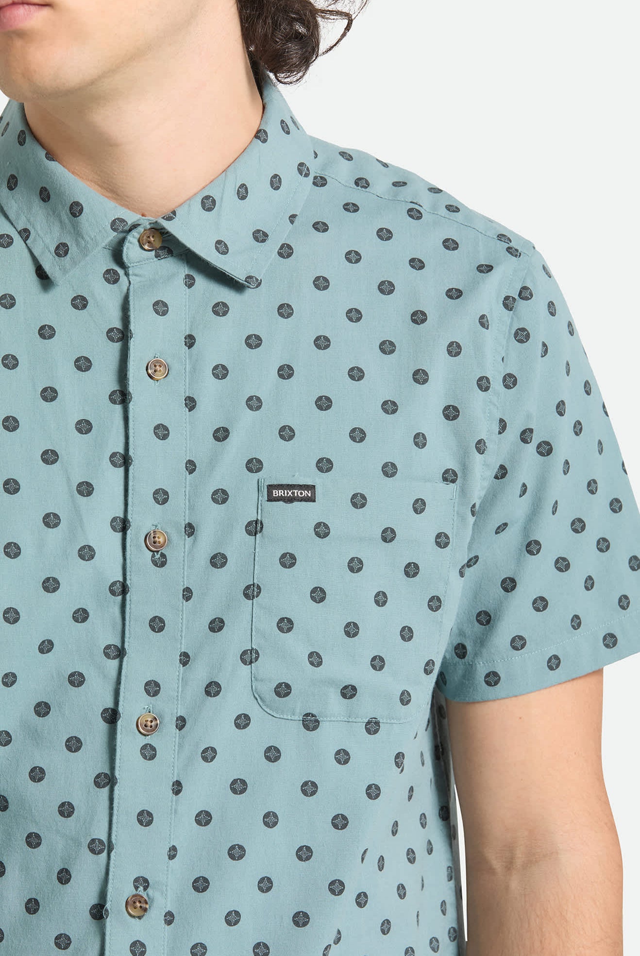Men's Charter Print Short Sleeve Shirt in the color Micro Street Tile - Additional Fit image