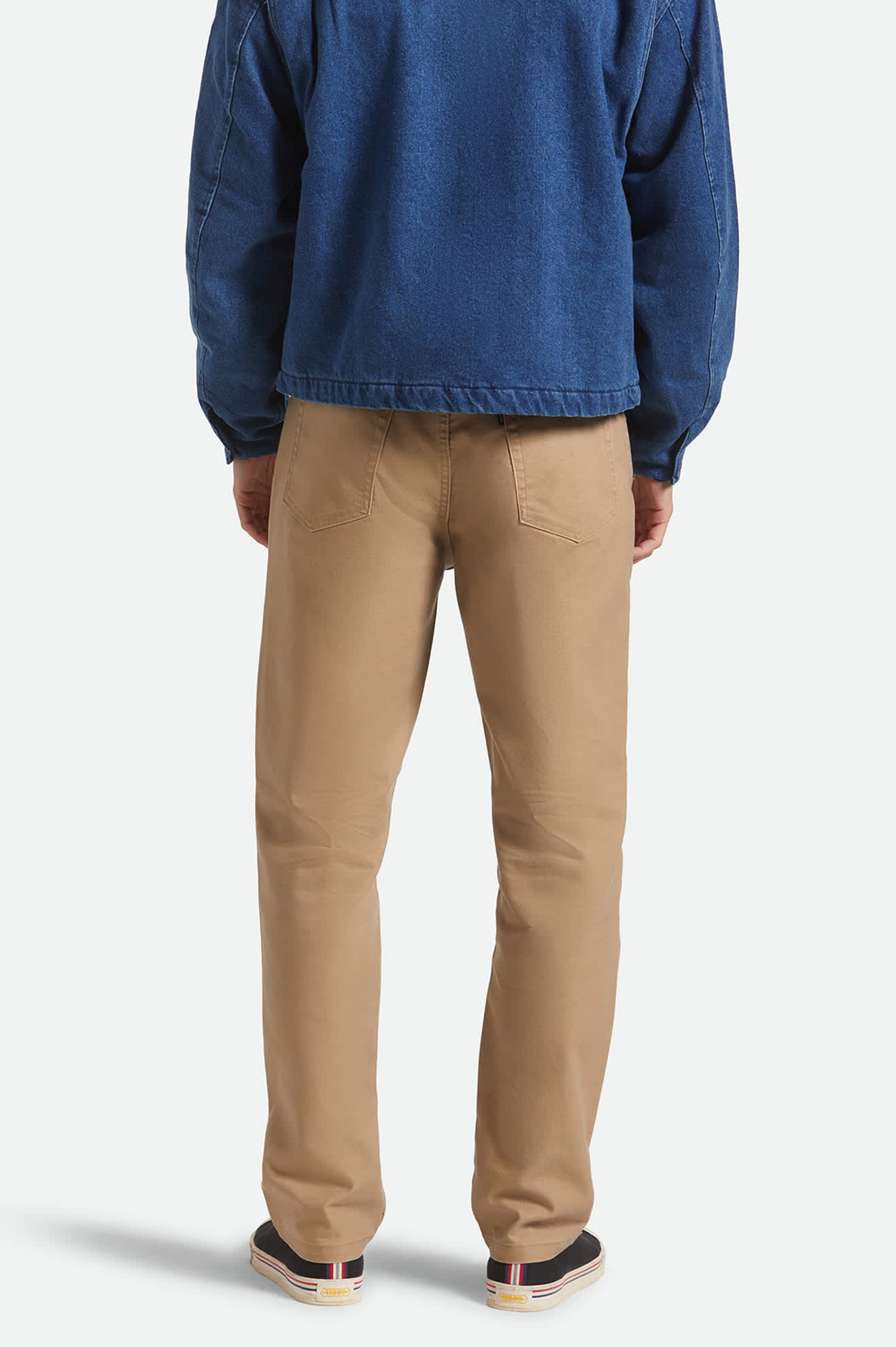 Men's Builders 5 Pocket Stretch Pant in the color Khaki - Men's Back View